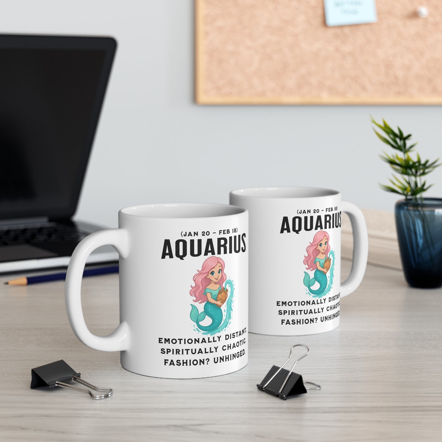 Aquarius Mug — Cute Mermaid Zodiac Coffee Cup