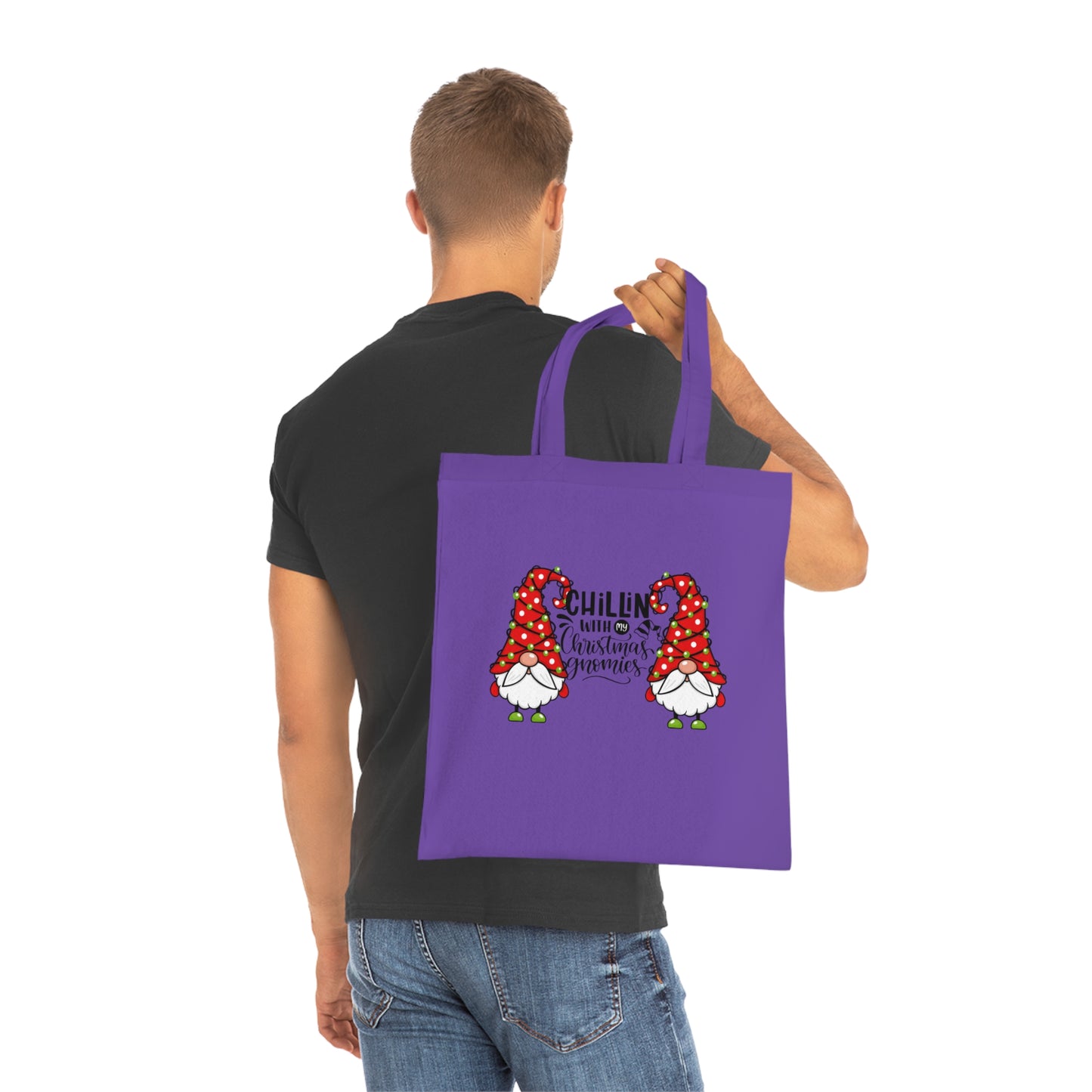 Chillin With My Gnomies Cotton Tote | Christmas Gnome Illustration