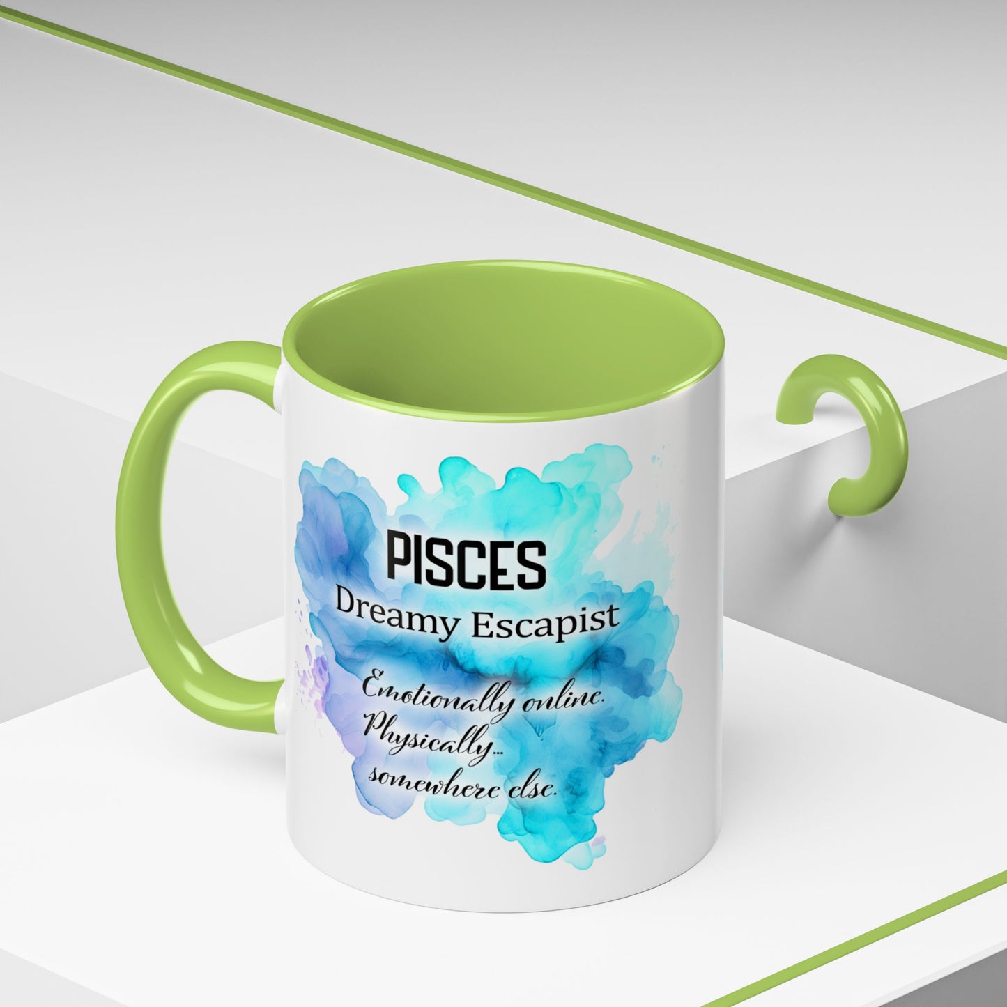 Pisces Zodiac Coffee Mug — Watercolor Mermaid Horoscope Accent Mug (Feb 19–Mar 20)
