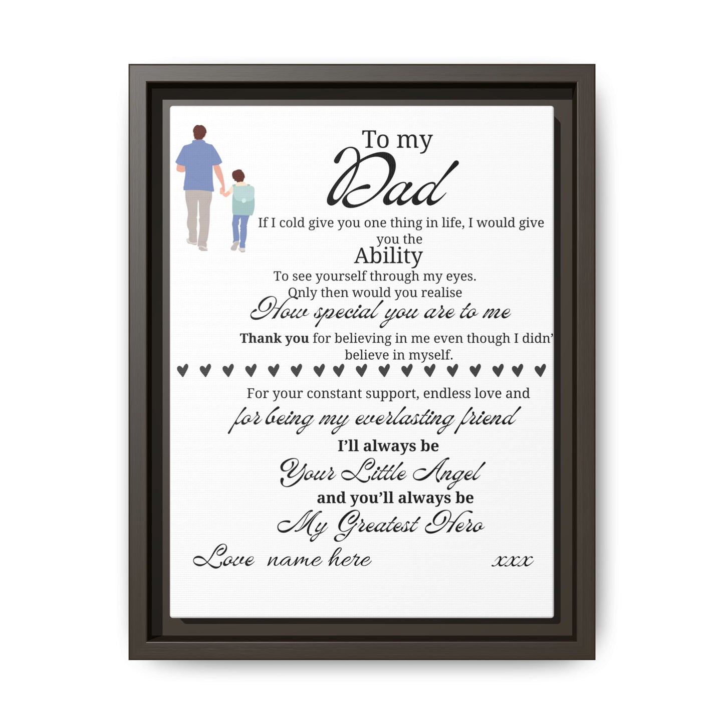 Framed Canvas Print — "To My Dad" Sentimental Poem, Personalized Gift