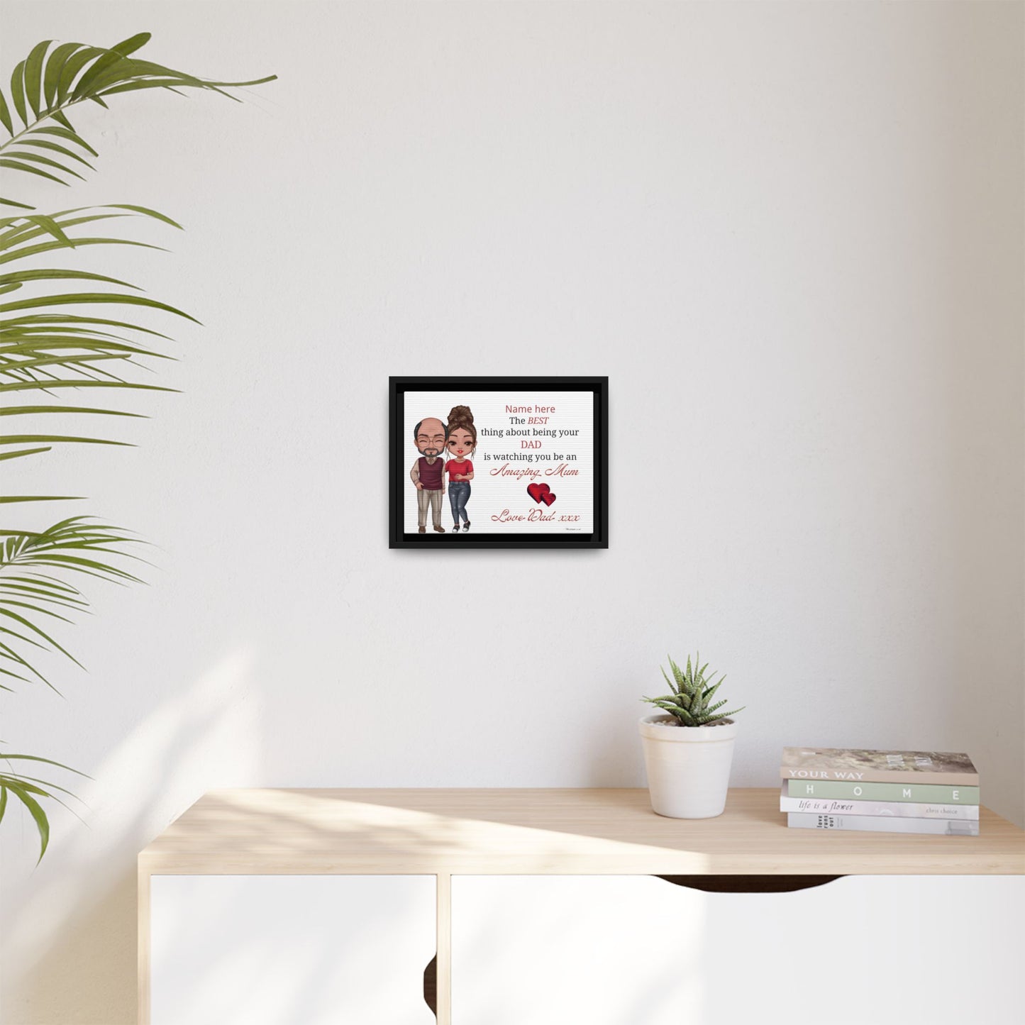 Personalised Framed Canvas Print - "The BEST thing about being your DAD is watching you be an Amazing Mum" Personalized Dad-to-Daughter Gift