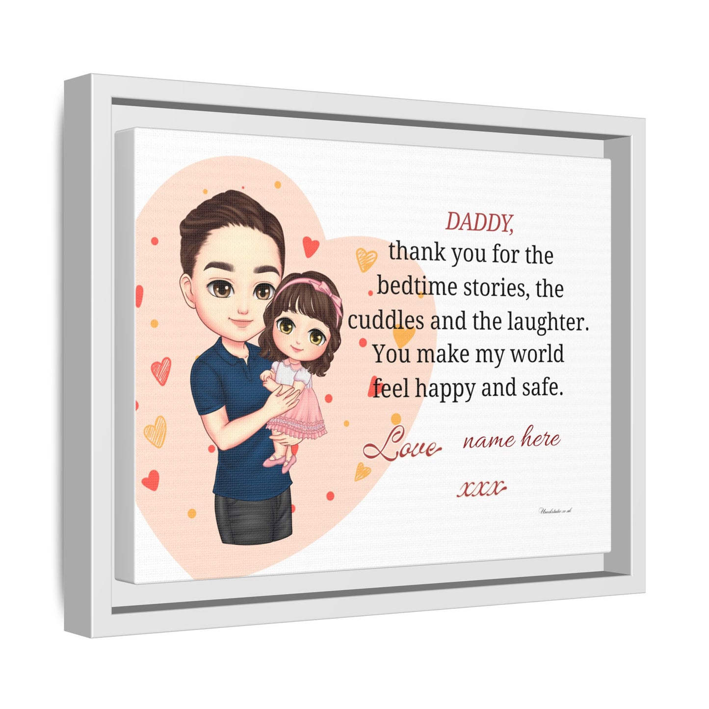 Framed Matte Canvas — "Daddy, thank you for the bedtime stories" Personalized Father’s Day Gift