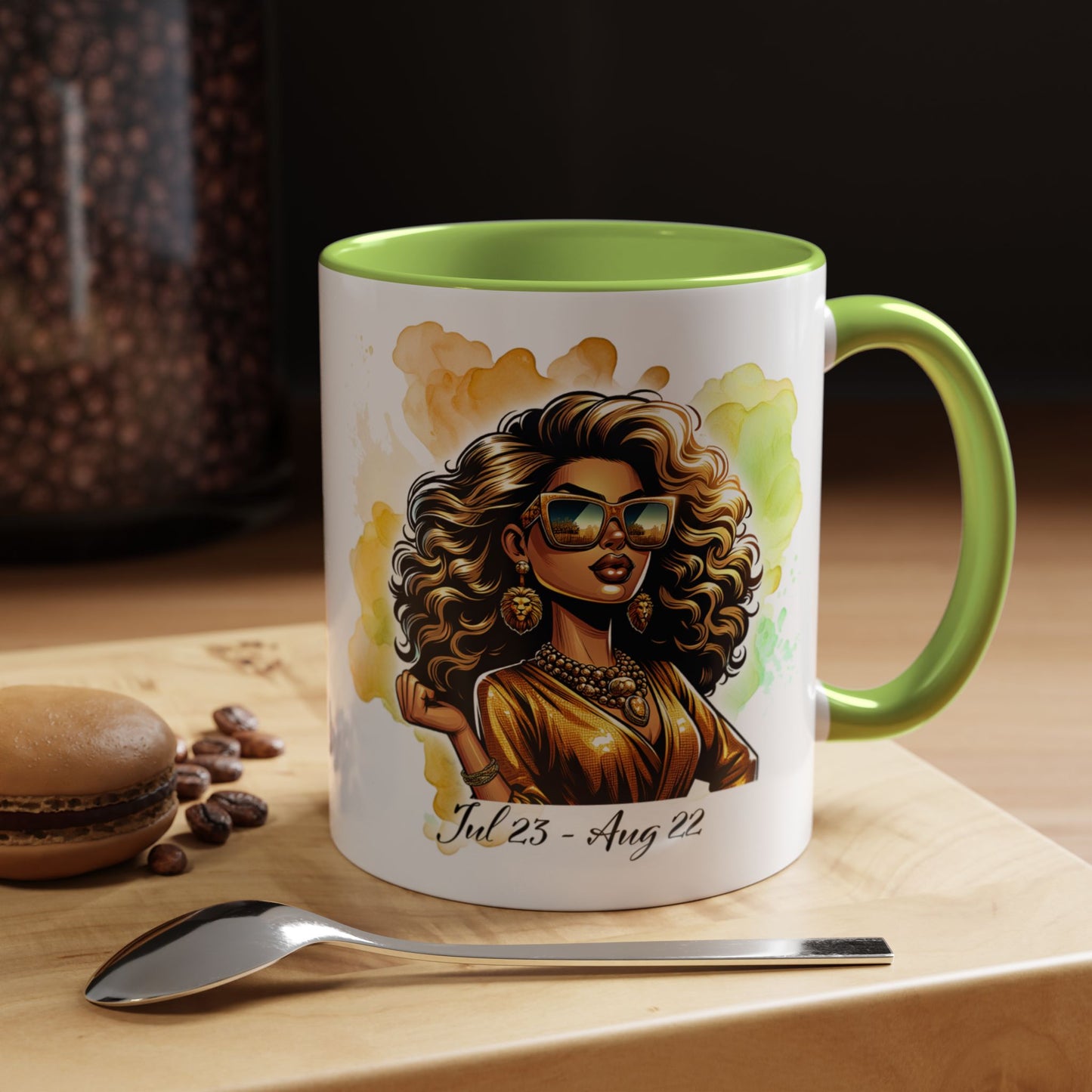 Leo Zodiac Coffee Mug — "I Am the Sun" Afro Woman Design (July 23–Aug 22)