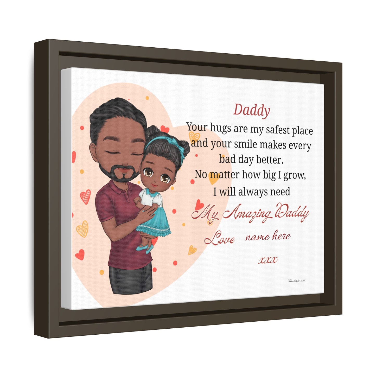 Personalized Daddy Framed Canvas — "Your hugs are my safest place"