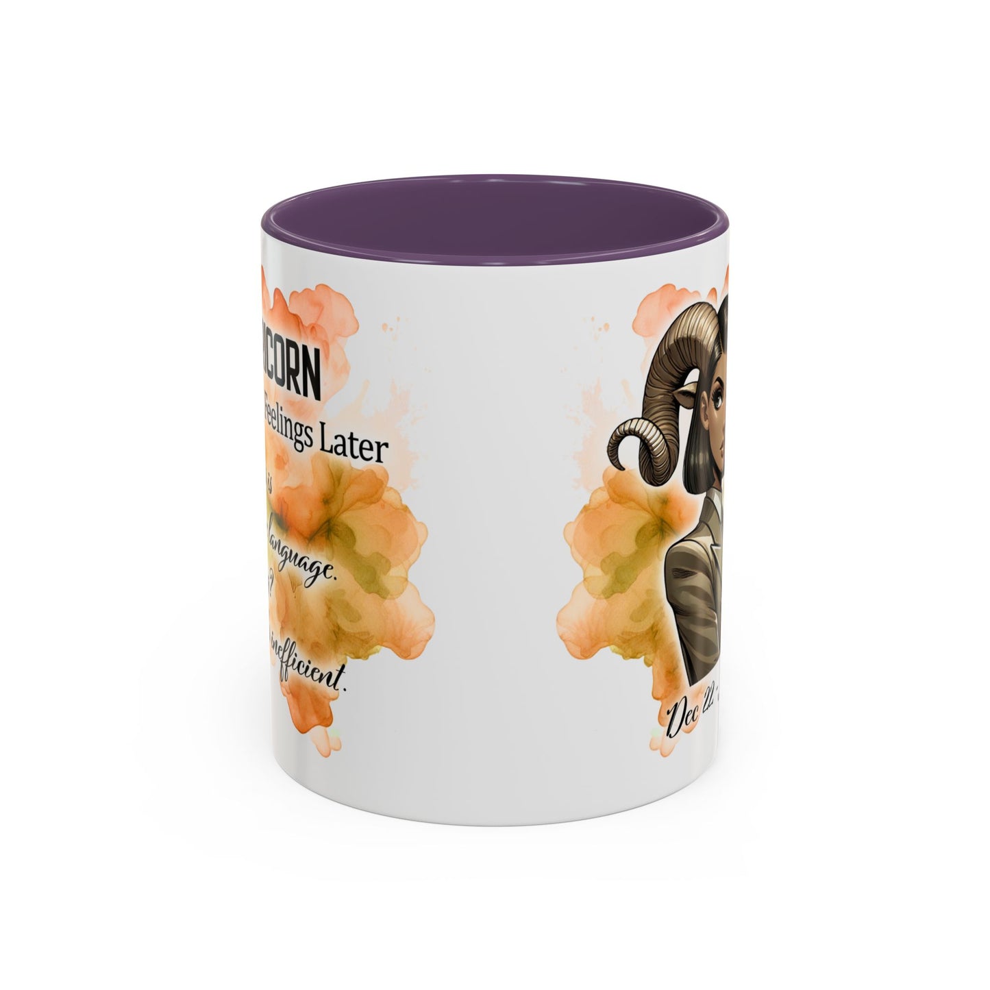 Aries Zodiac Coffee Mug — 'Dec 22 - Jan 19' Ram Girl Accent Mug