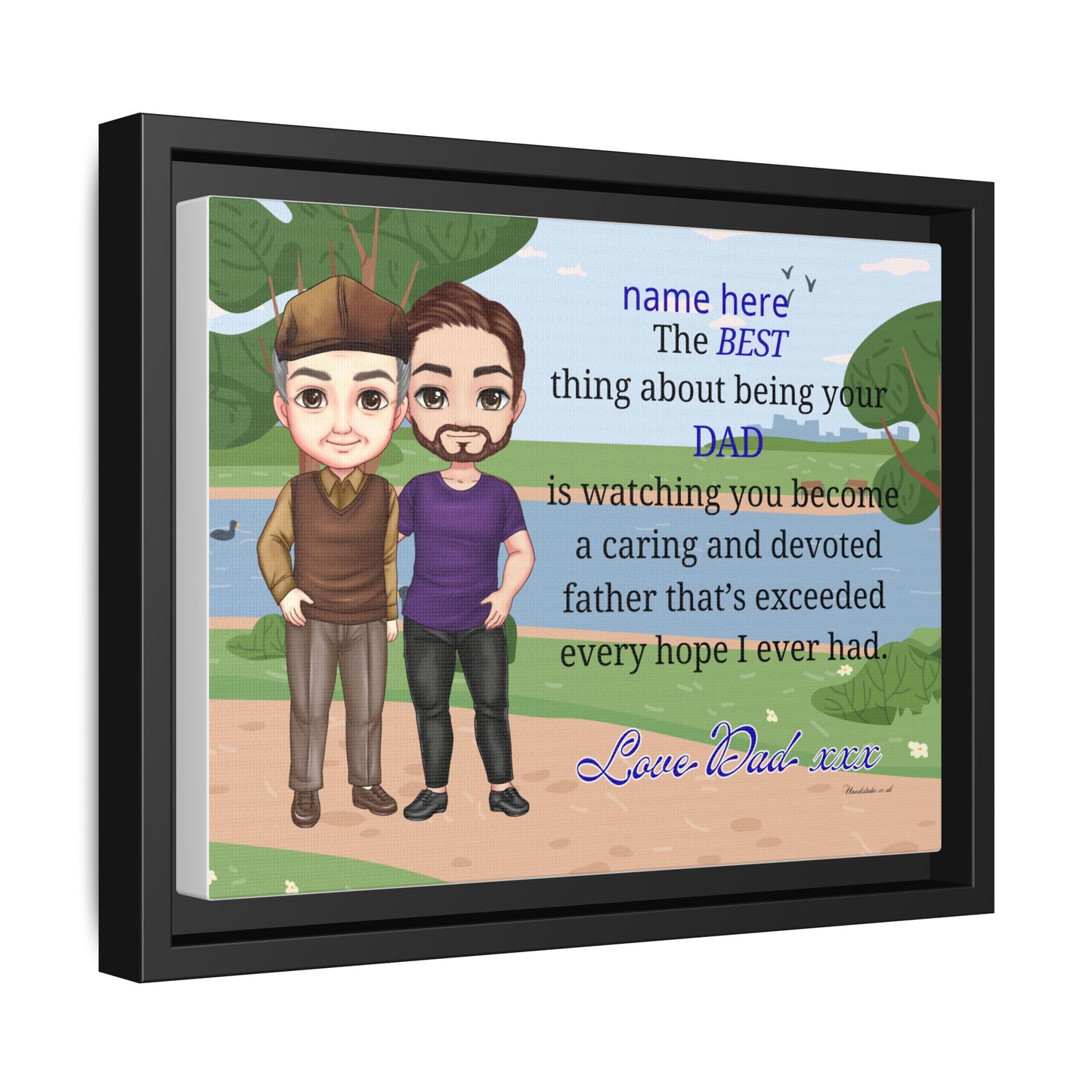 Personalized Father & Son Portrait Matte Canvas — "The Best Thing About Being Your Dad" Framed Print