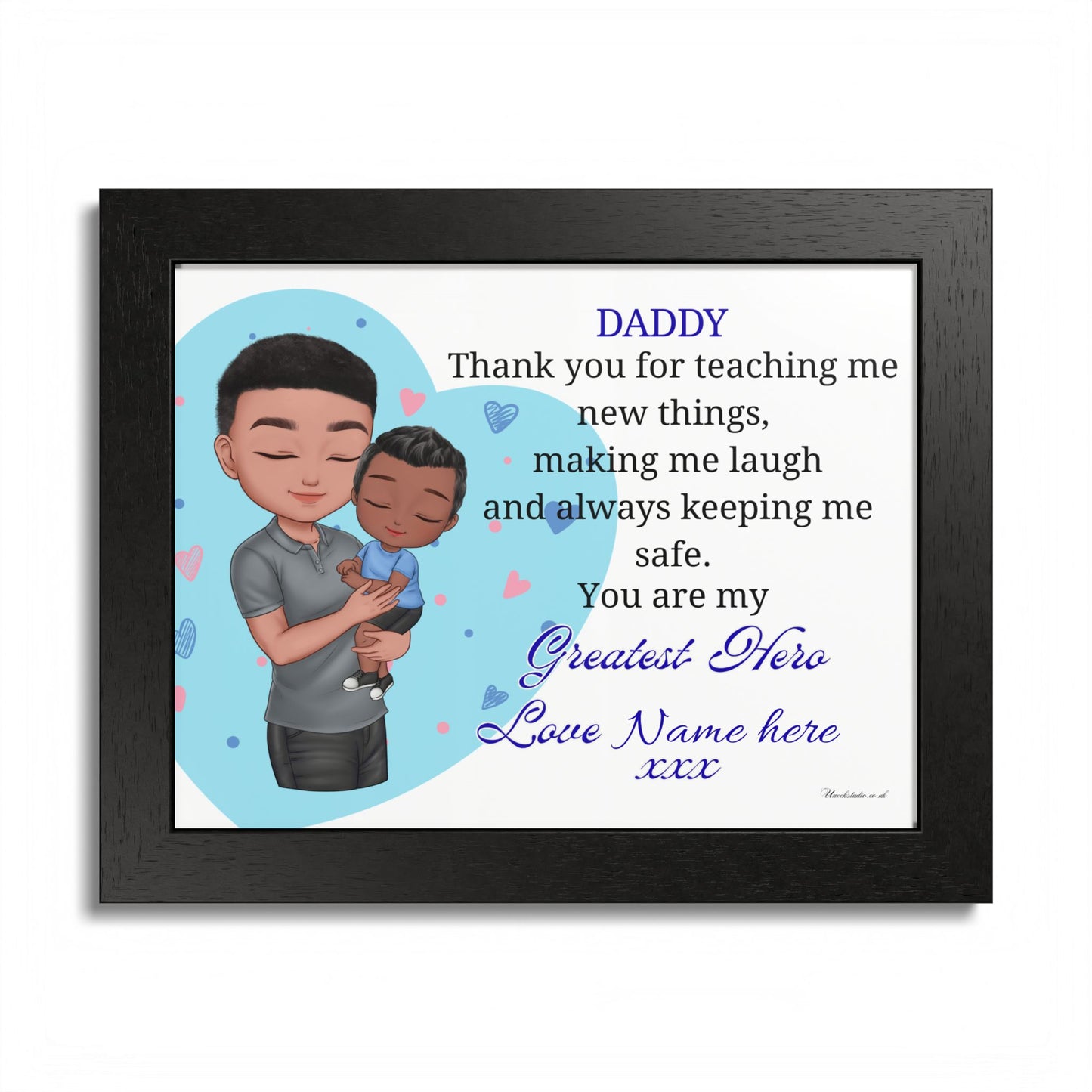 Framed Poster - "Daddy, You Are My Greatest Hero" Personalized Wall Art