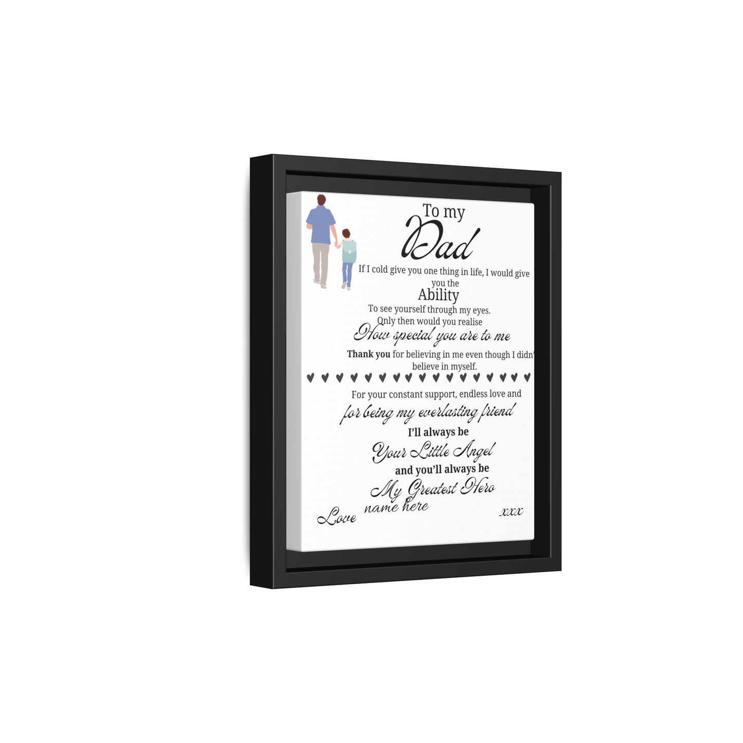 Framed Canvas Print — "To My Dad" Sentimental Poem, Personalized Gift