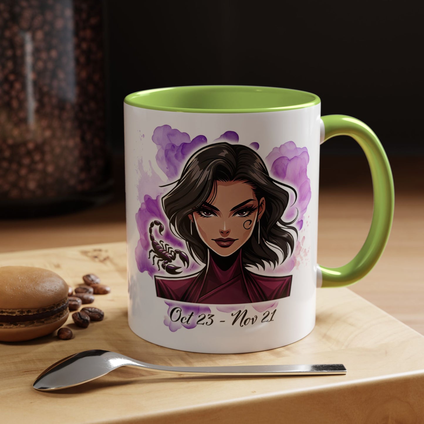 Scorpio Accent Coffee Mug — Zodiac Scorpio Girl Design (Oct 23–Nov 21)