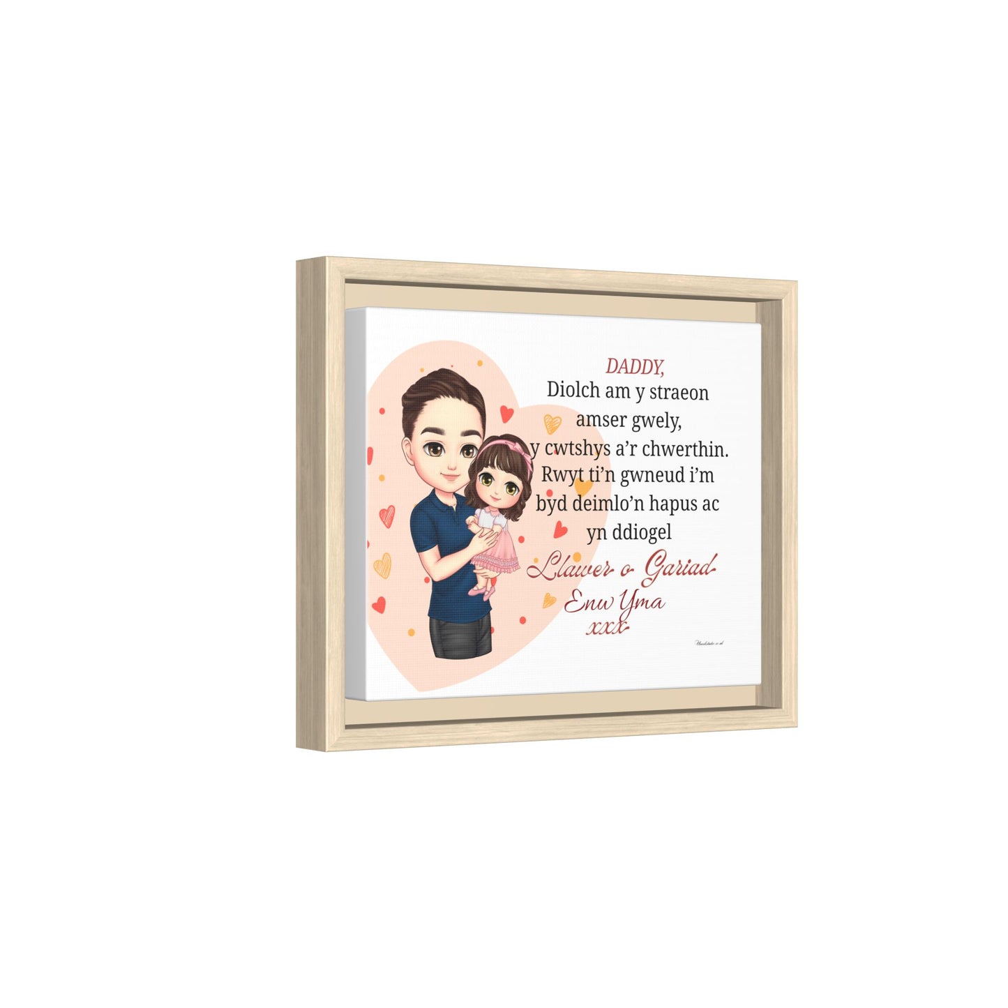Personalised Welsh Father’s Day Canvas | Daddy Gift From Child | Custom Welsh Wall Art for Dad