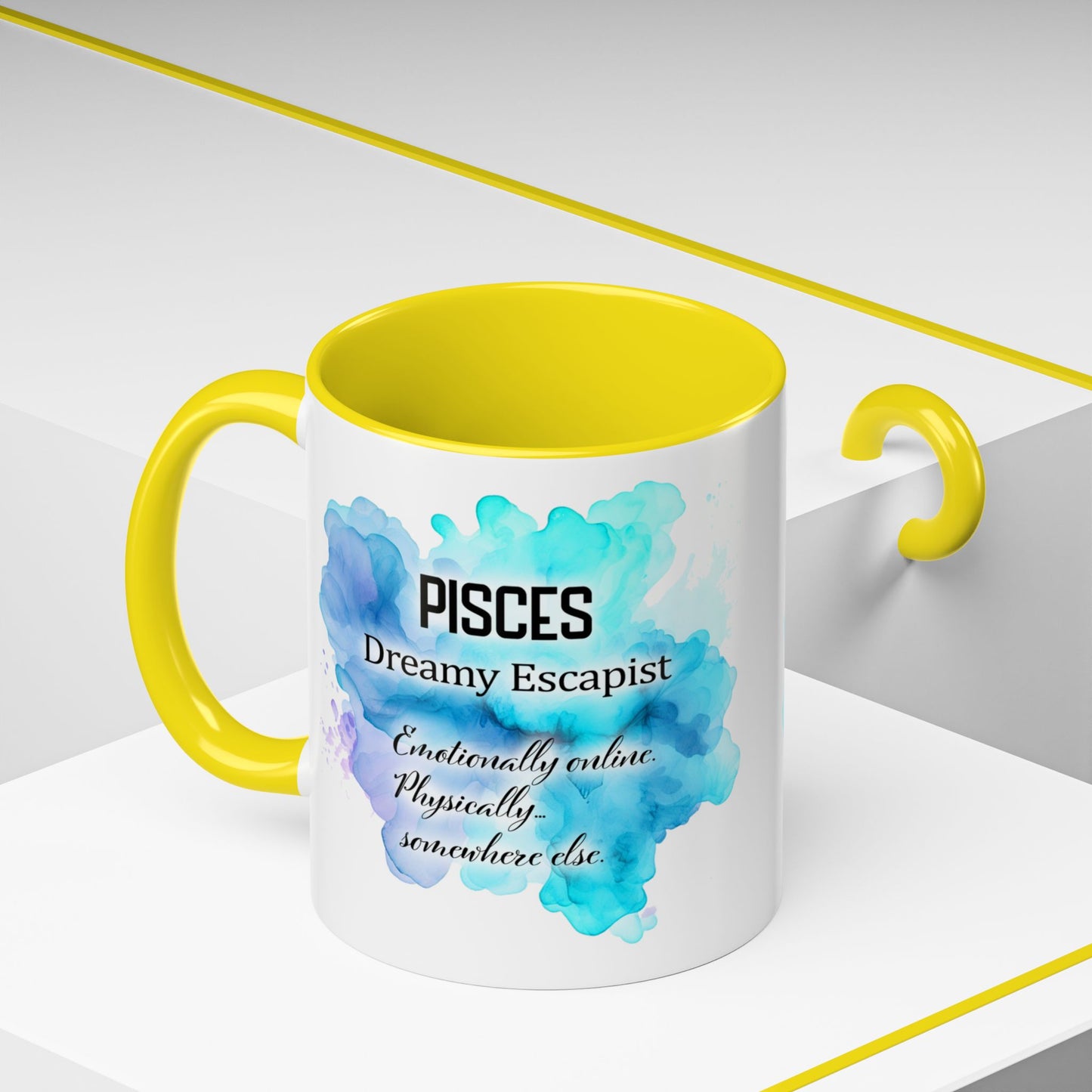 Pisces Zodiac Coffee Mug — Watercolor Mermaid Horoscope Accent Mug (Feb 19–Mar 20)