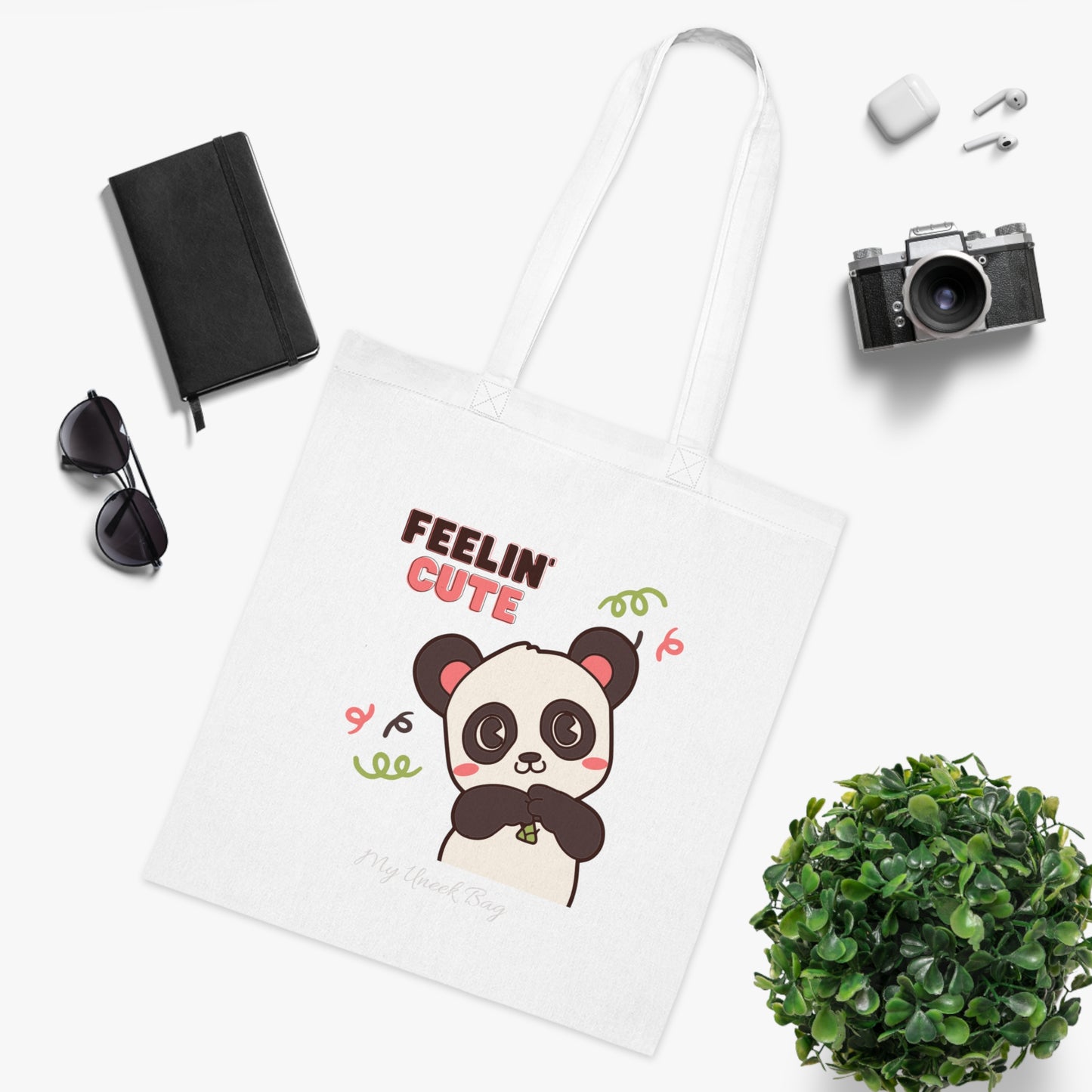 Feelin' Cute Panda Cotton Tote Bag