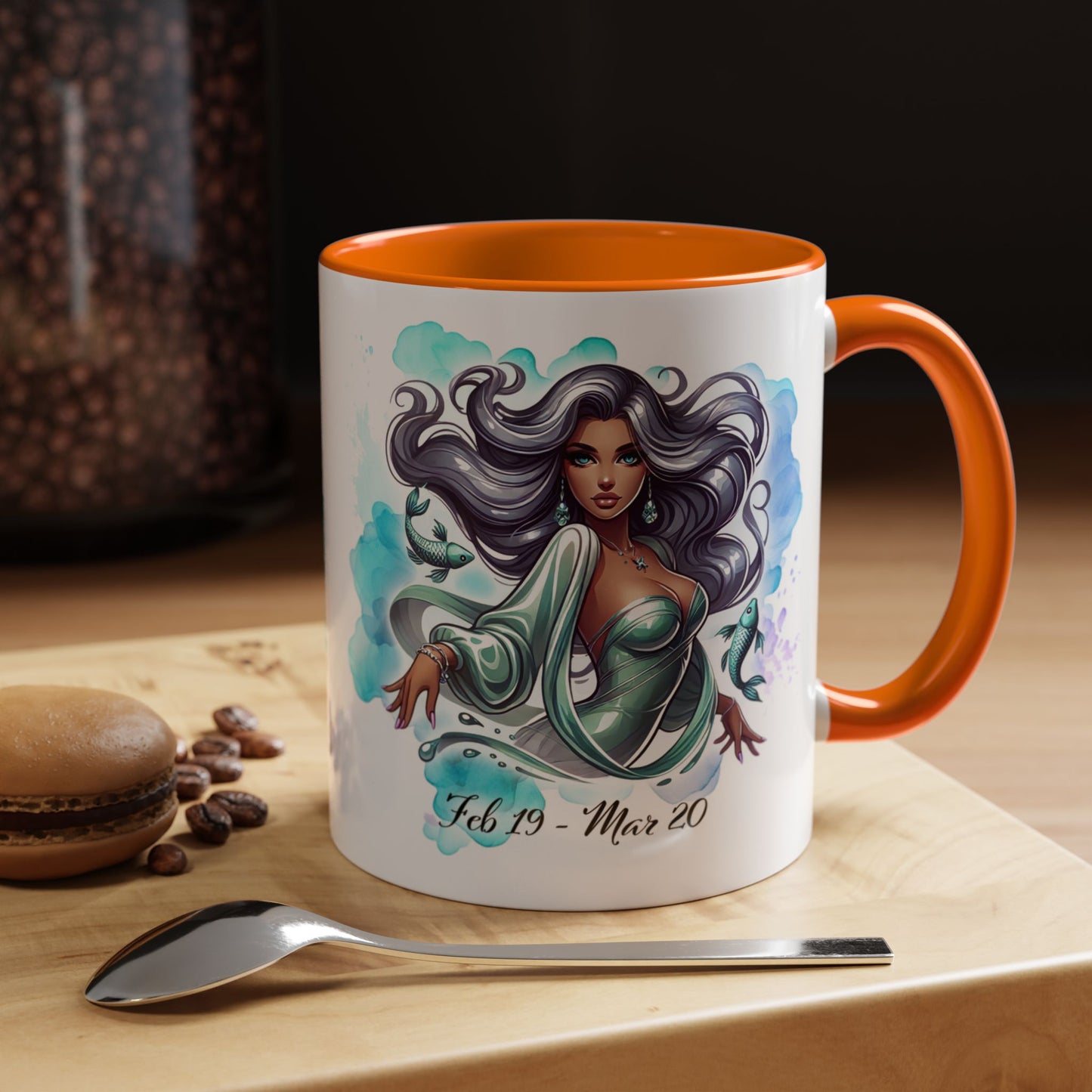 Pisces Zodiac Coffee Mug — Watercolor Mermaid Horoscope Accent Mug (Feb 19–Mar 20)