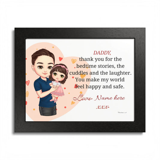 Personalized "Daddy" Framed Poster — Thank You For The Bedtime Stories (Custom Name)