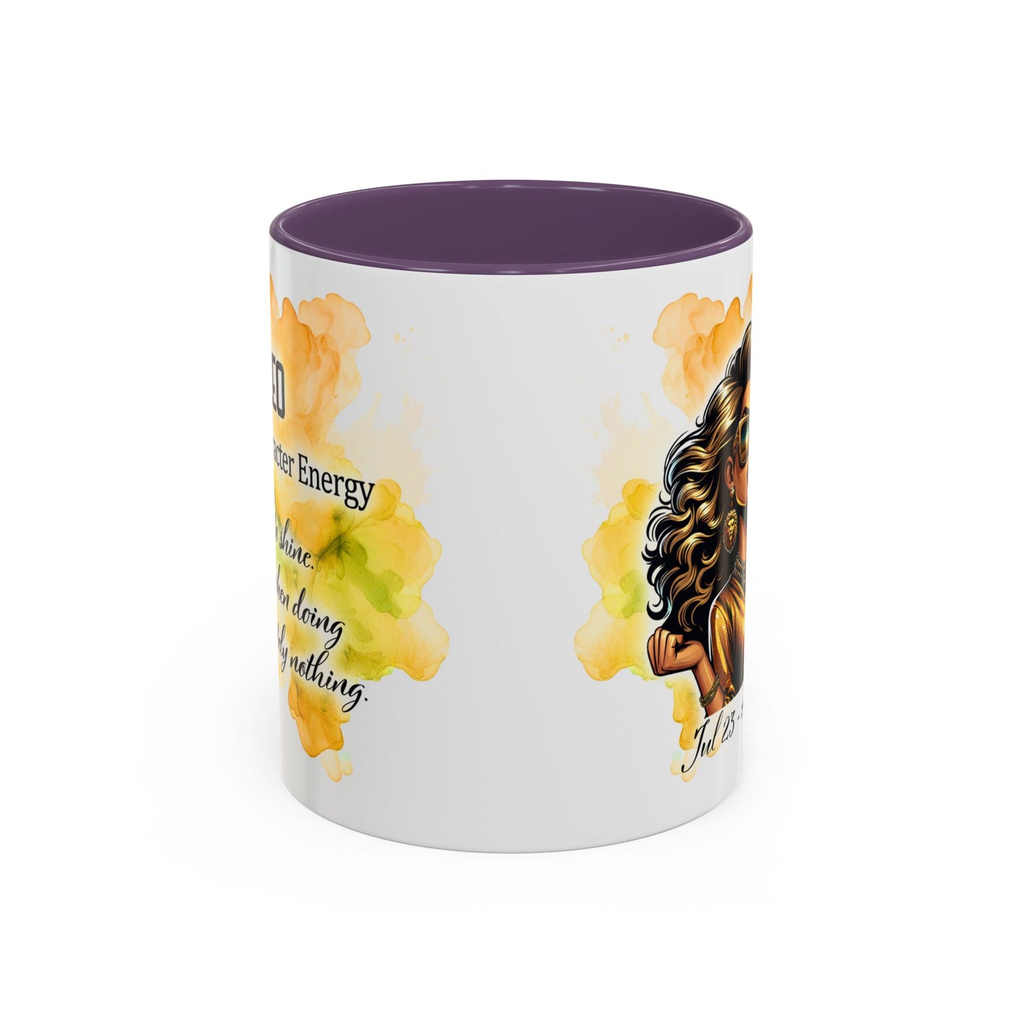 Leo Zodiac Coffee Mug — "I Am the Sun" Afro Woman Design (July 23–Aug 22)