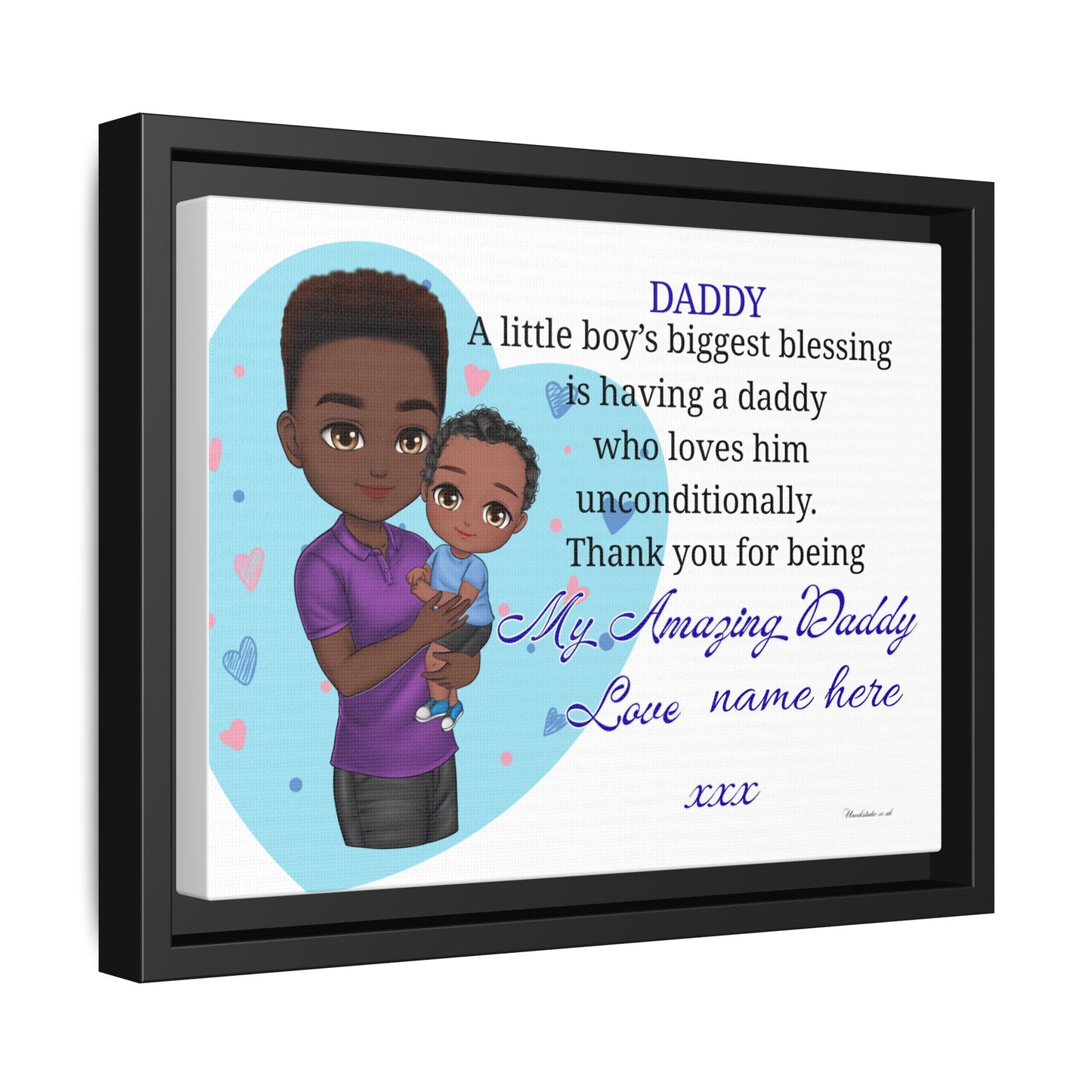 Framed Canvas Print — "Daddy: A little boy’s biggest blessing" Personalized Father’s Day Gift