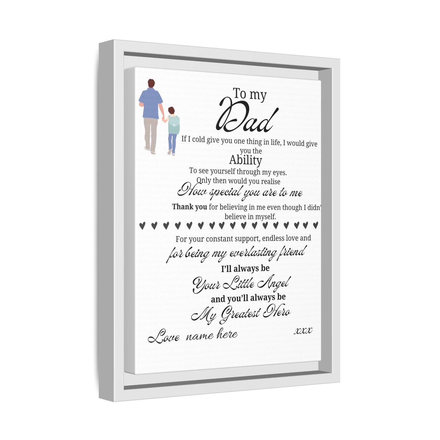 Framed Canvas Print — "To My Dad" Sentimental Poem, Personalized Gift