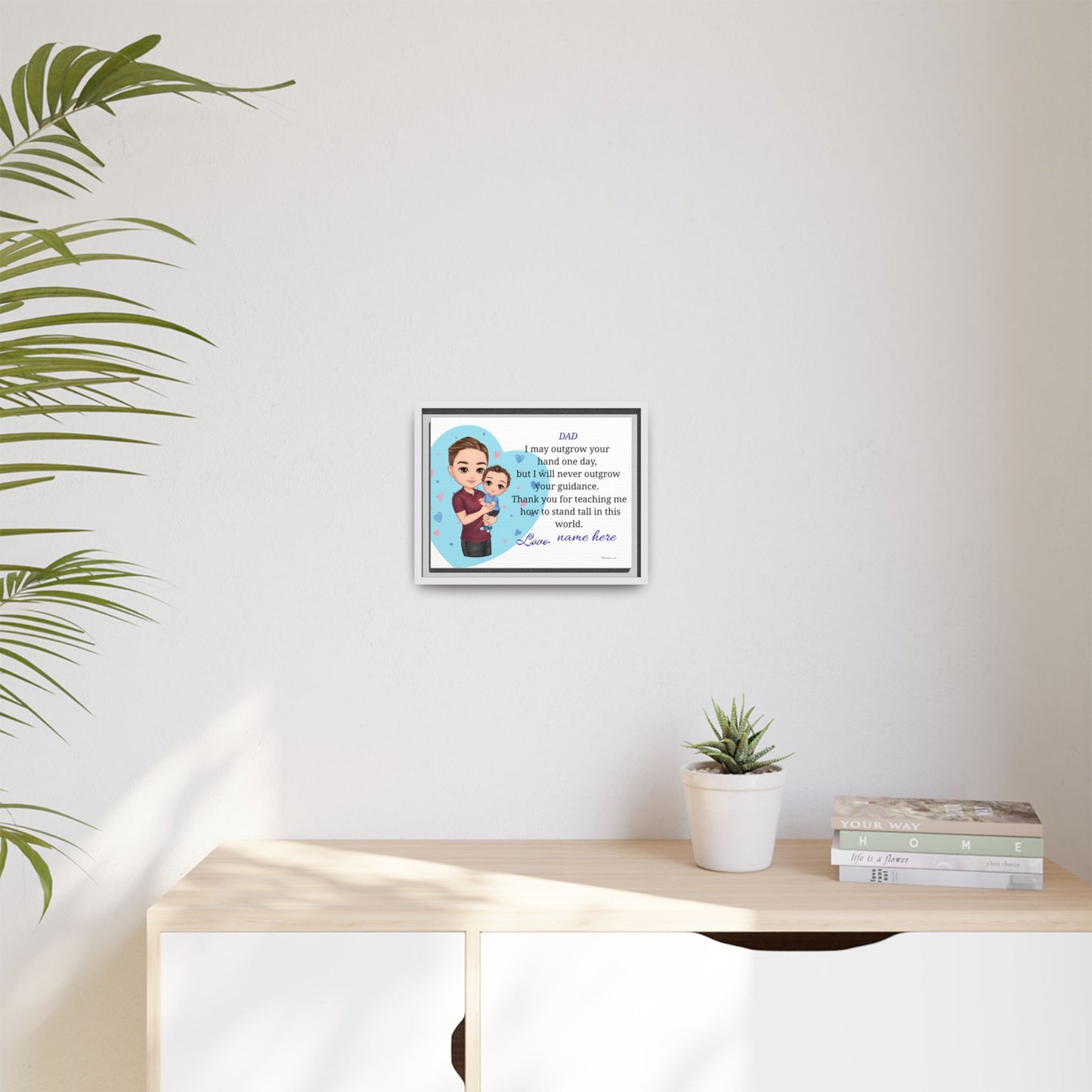 Personalized Father and Child Framed Canvas – "Dad, I May Outgrow Your Hand" Keepsake