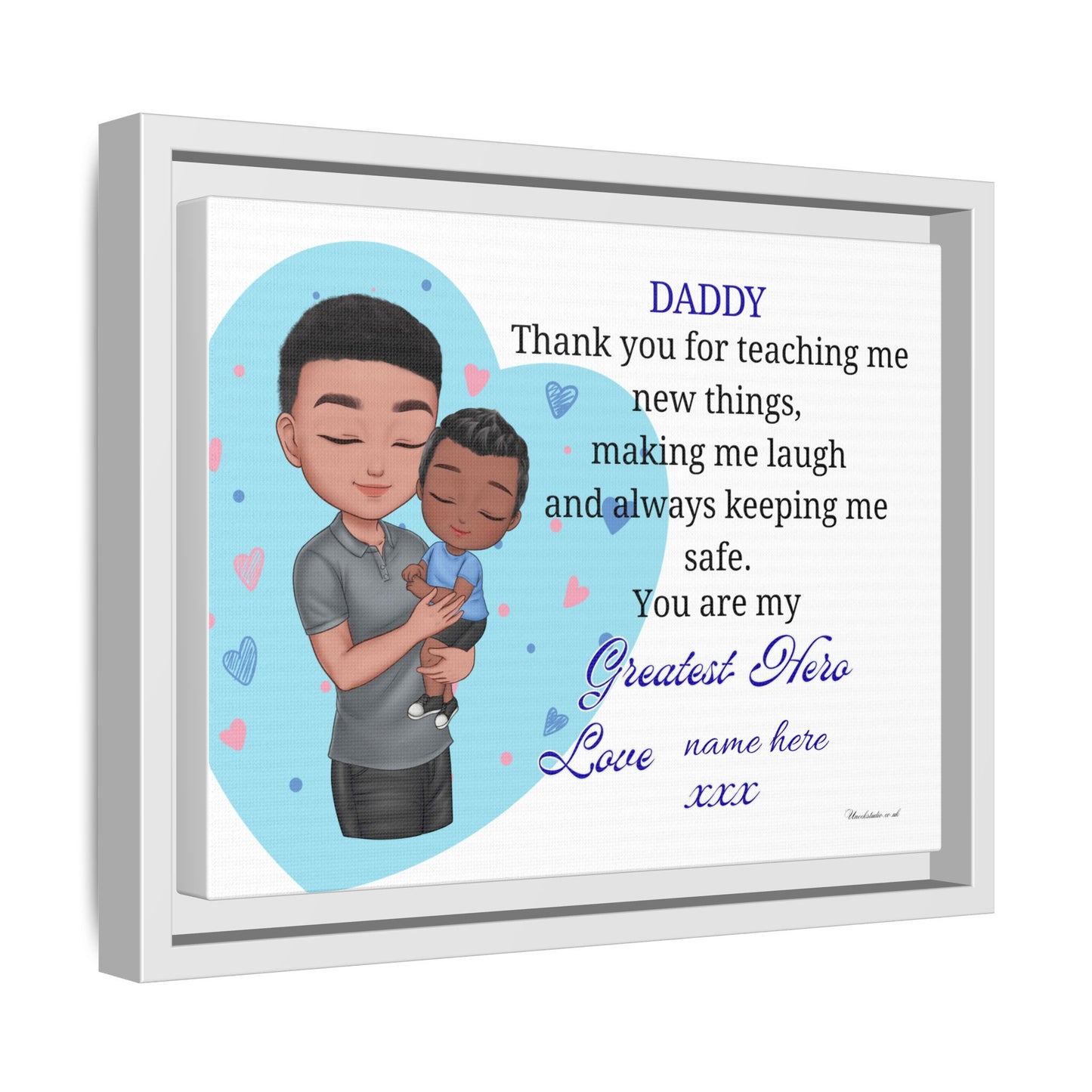 Personalized "Daddy — You Are My Greatest Hero" Framed Canvas Print