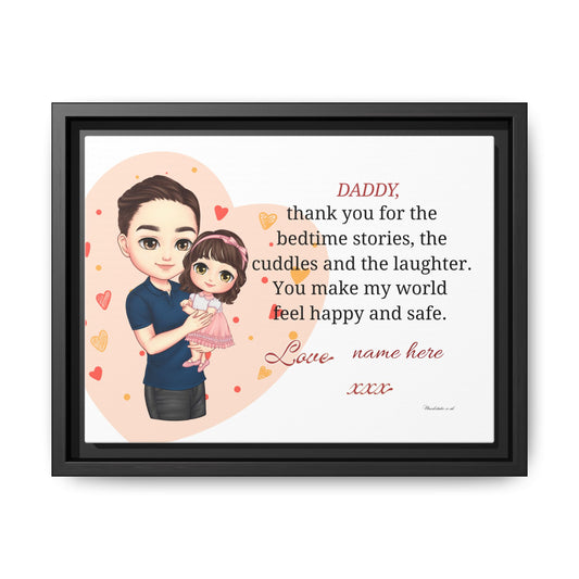 Framed Matte Canvas — "Daddy, thank you for the bedtime stories" Personalized Father’s Day Gift