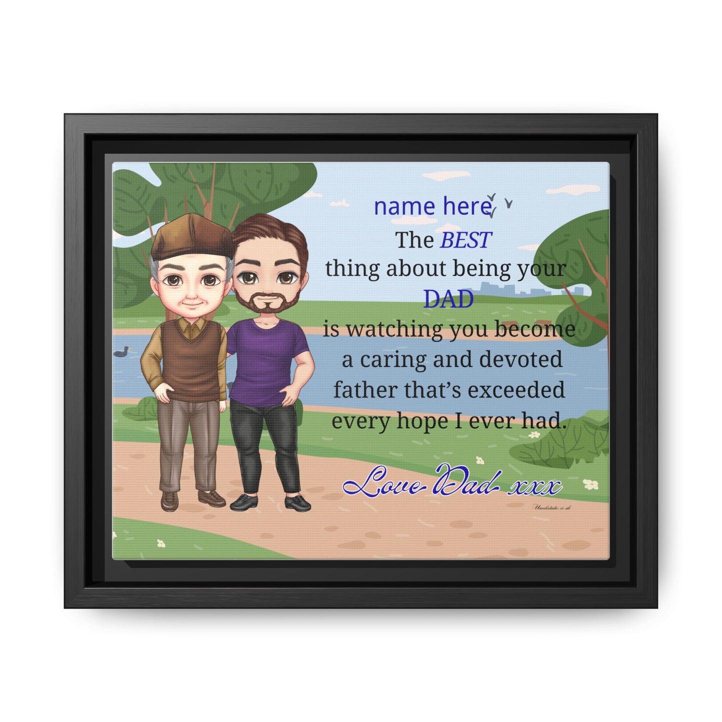 Personalized Father & Son Portrait Matte Canvas — "The Best Thing About Being Your Dad" Framed Print