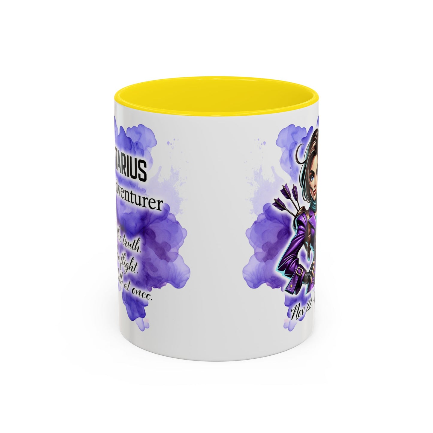 Sagittarius Zodiac Coffee Mug — Archer Girl Illustration, Nov 22–Dec 21