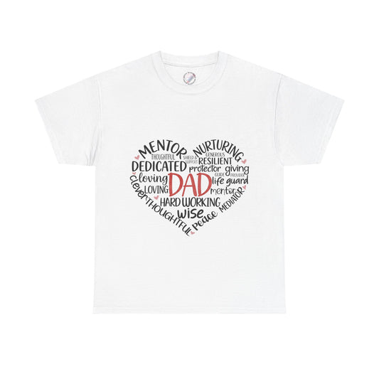 Dad Word Cloud Heart T-Shirt — Father’s Day Gift, Loving & Dedicated Dad Tee