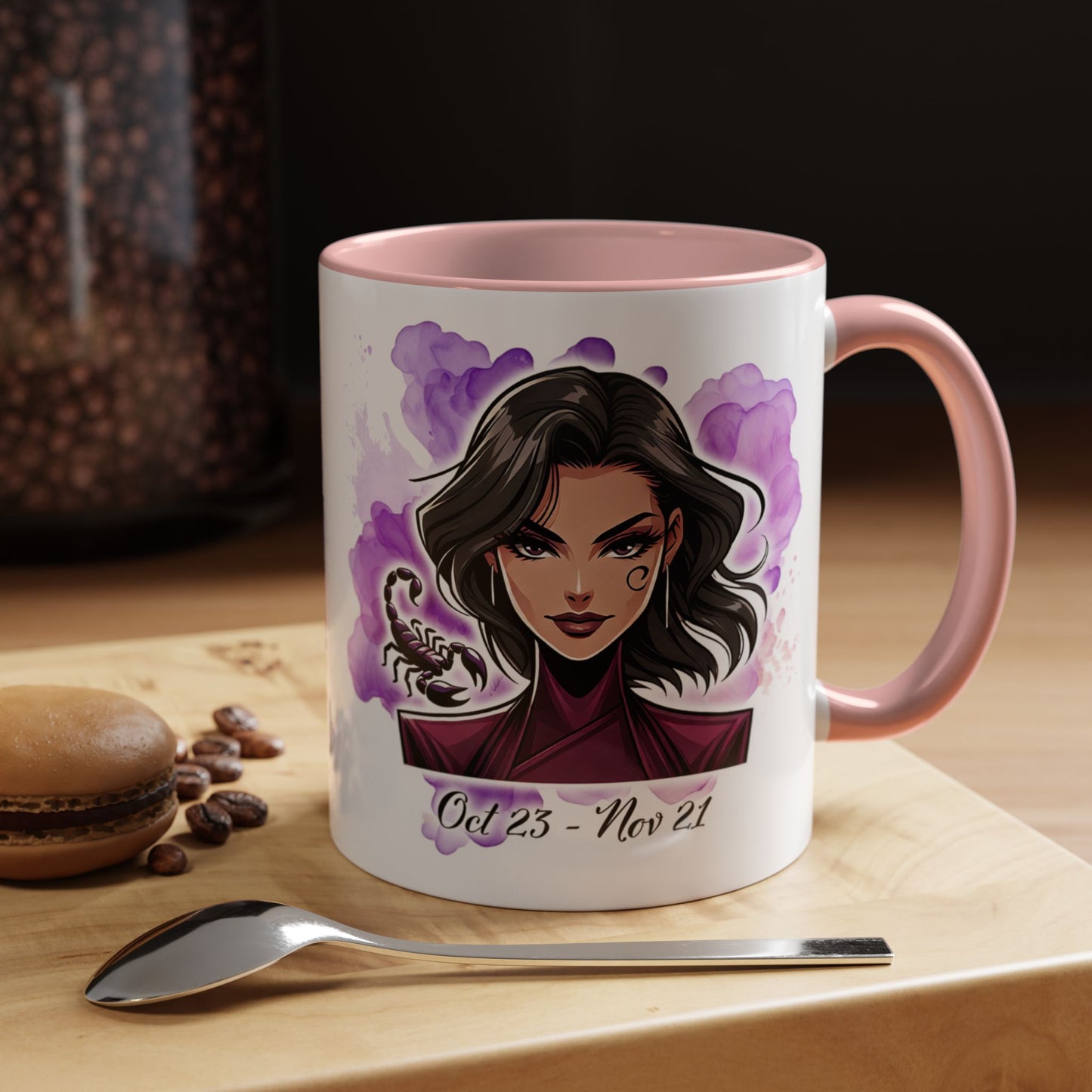 Scorpio Accent Coffee Mug — Zodiac Scorpio Girl Design (Oct 23–Nov 21)