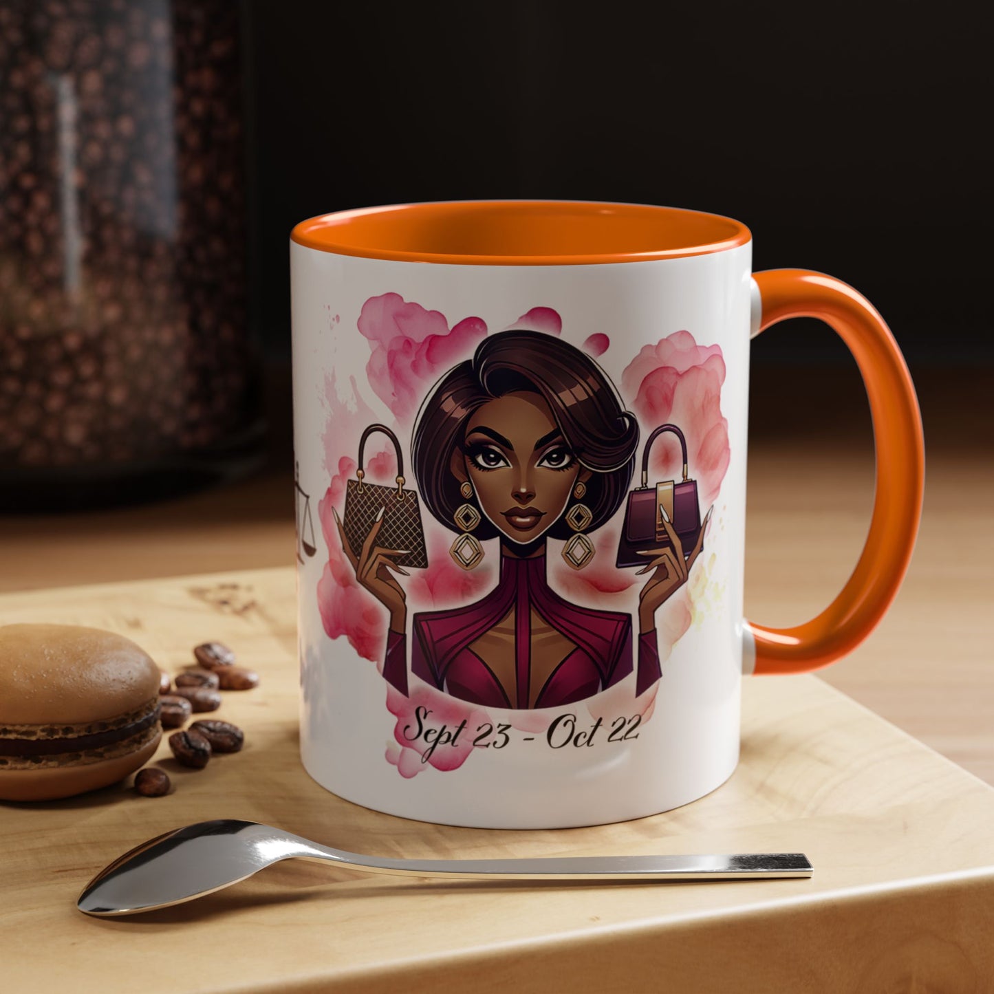 Libra Zodiac Coffee Mug — Elegant Libra Woman Design (Sept 23–Oct 22)