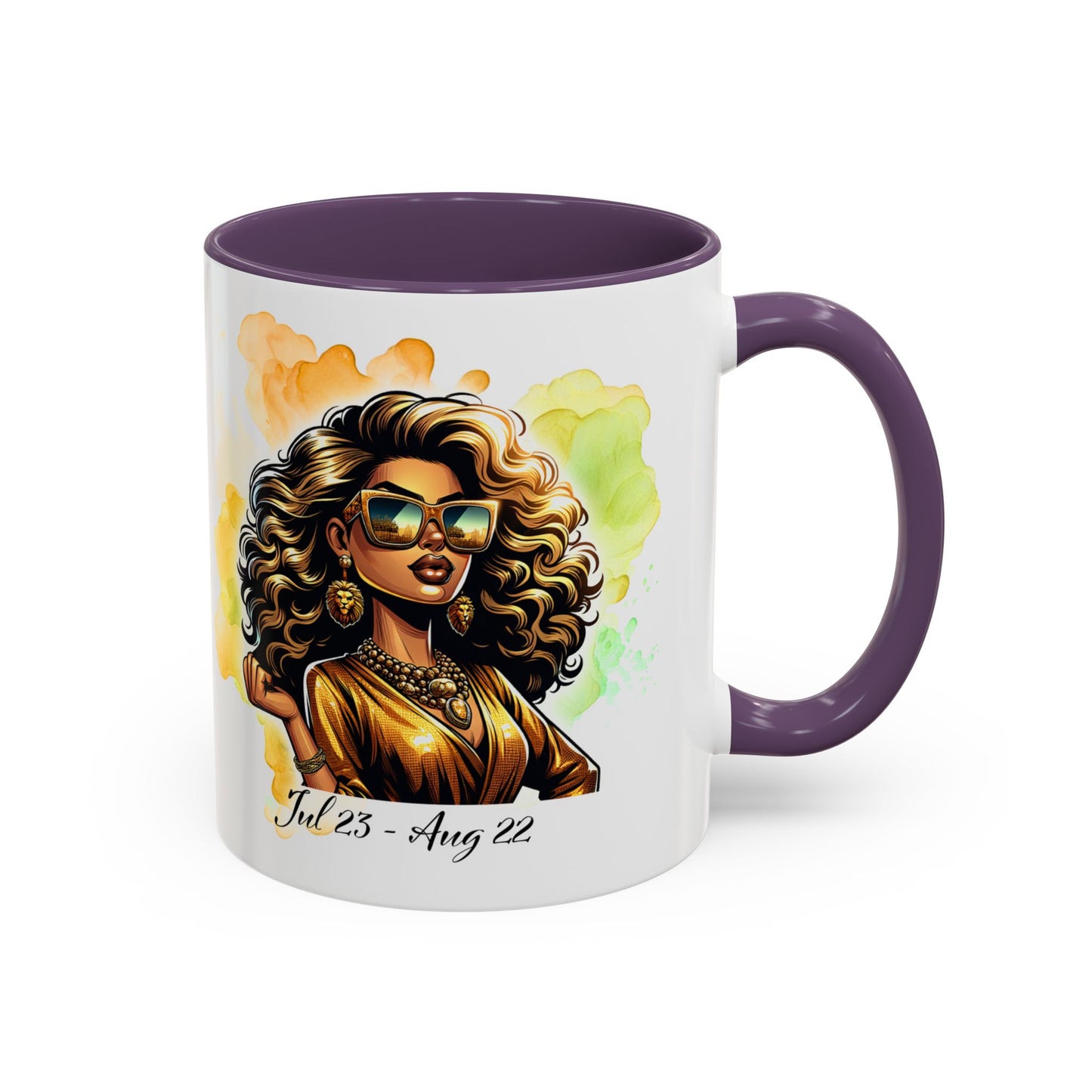 Leo Zodiac Coffee Mug — "I Am the Sun" Afro Woman Design (July 23–Aug 22)