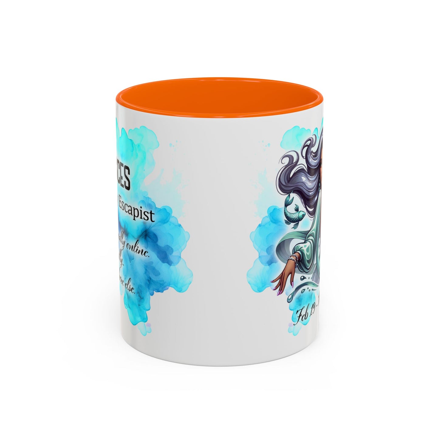 Pisces Zodiac Coffee Mug — Watercolor Mermaid Horoscope Accent Mug (Feb 19–Mar 20)