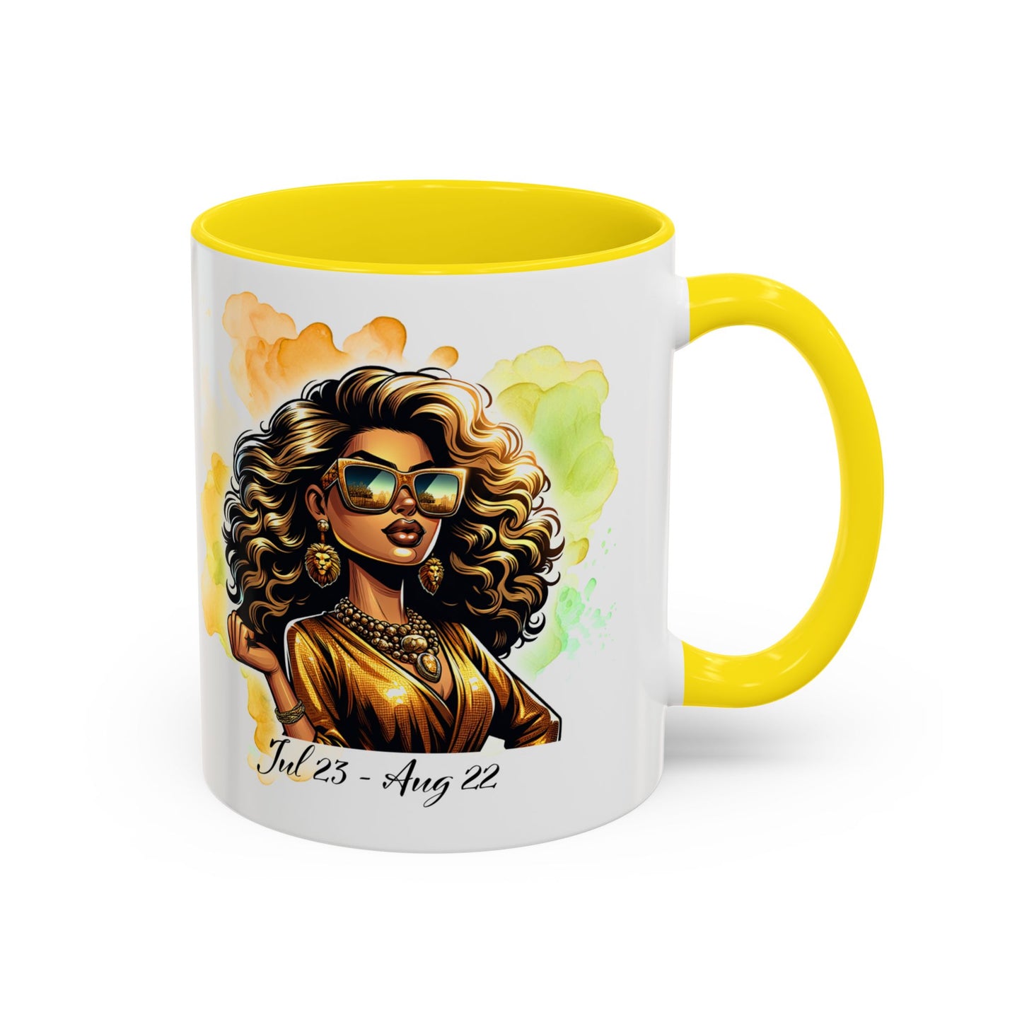 Leo Zodiac Coffee Mug — "I Am the Sun" Afro Woman Design (July 23–Aug 22)