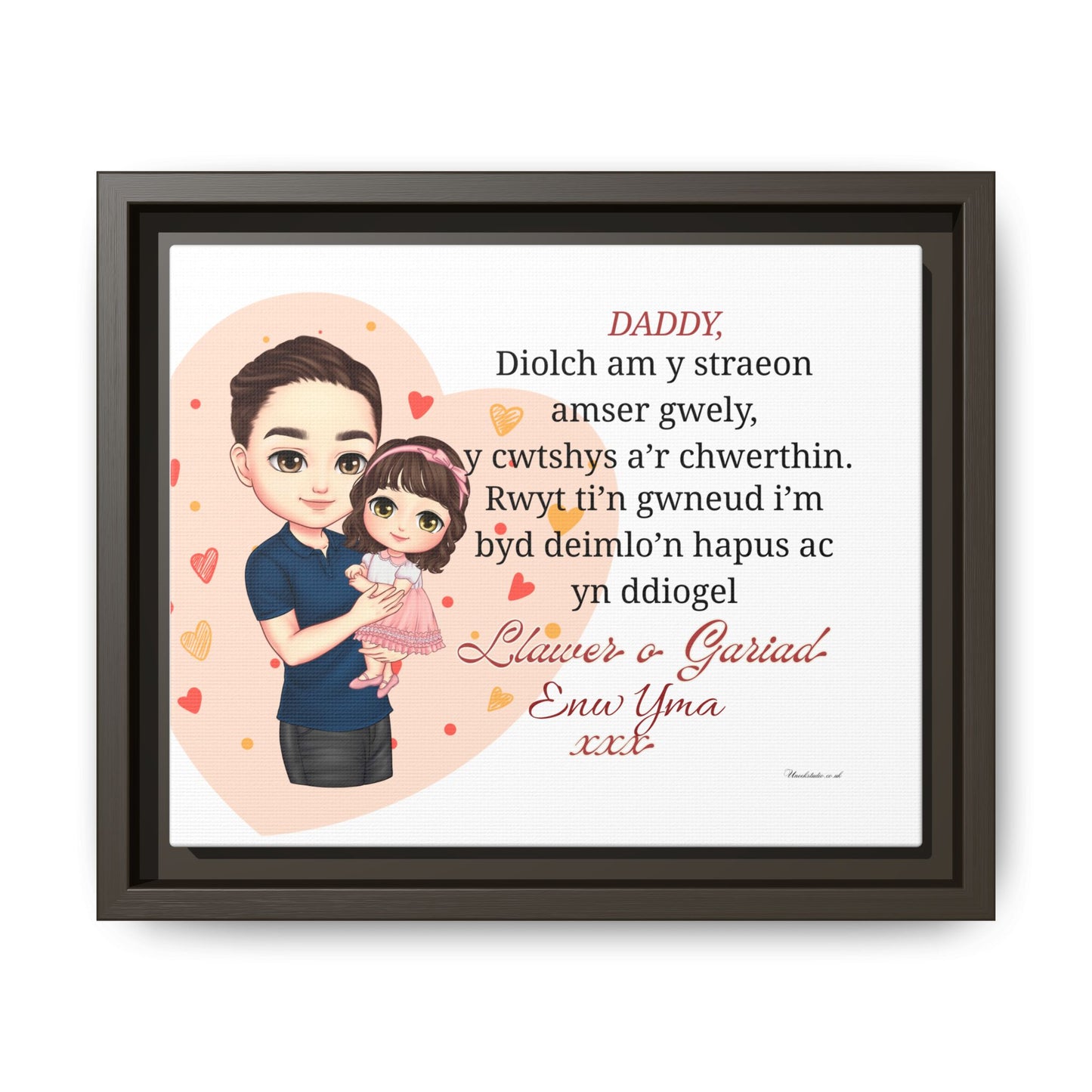 Personalised Welsh Father’s Day Canvas | Daddy Gift From Child | Custom Welsh Wall Art for Dad