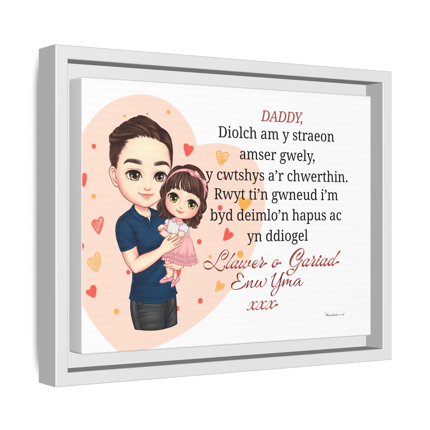 Personalised Welsh Father’s Day Canvas | Daddy Gift From Child | Custom Welsh Wall Art for Dad