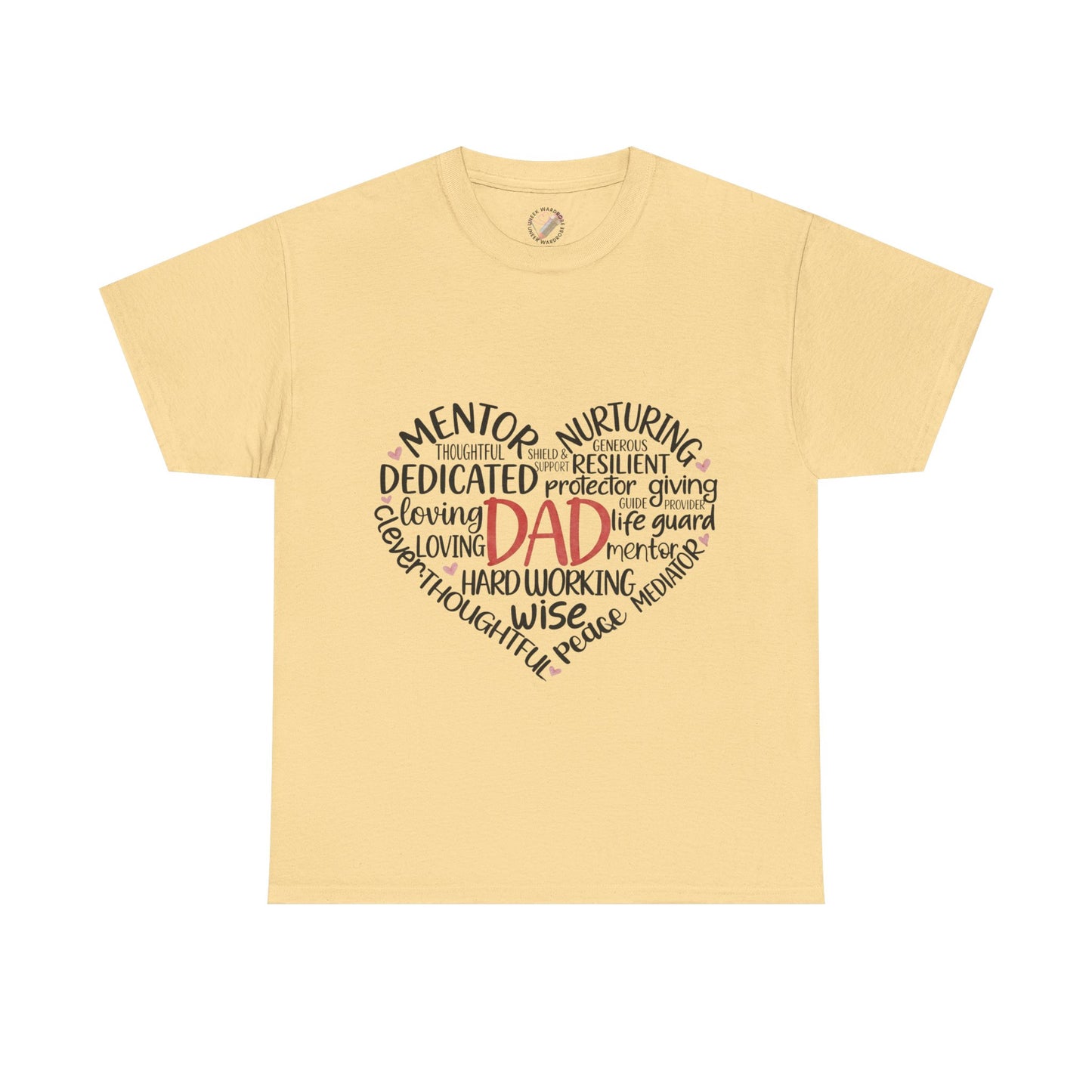Dad Word Cloud Heart T-Shirt — Father’s Day Gift, Loving & Dedicated Dad Tee