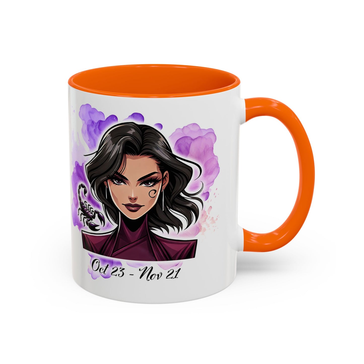 Scorpio Accent Coffee Mug — Zodiac Scorpio Girl Design (Oct 23–Nov 21)
