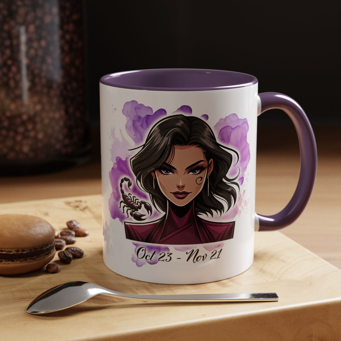Scorpio Accent Coffee Mug — Zodiac Scorpio Girl Design (Oct 23–Nov 21)