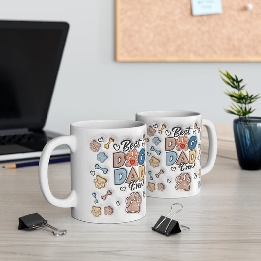 Best Dog Dad Ever Mug — Cute Paw Print Coffee Cup for Dog Lovers