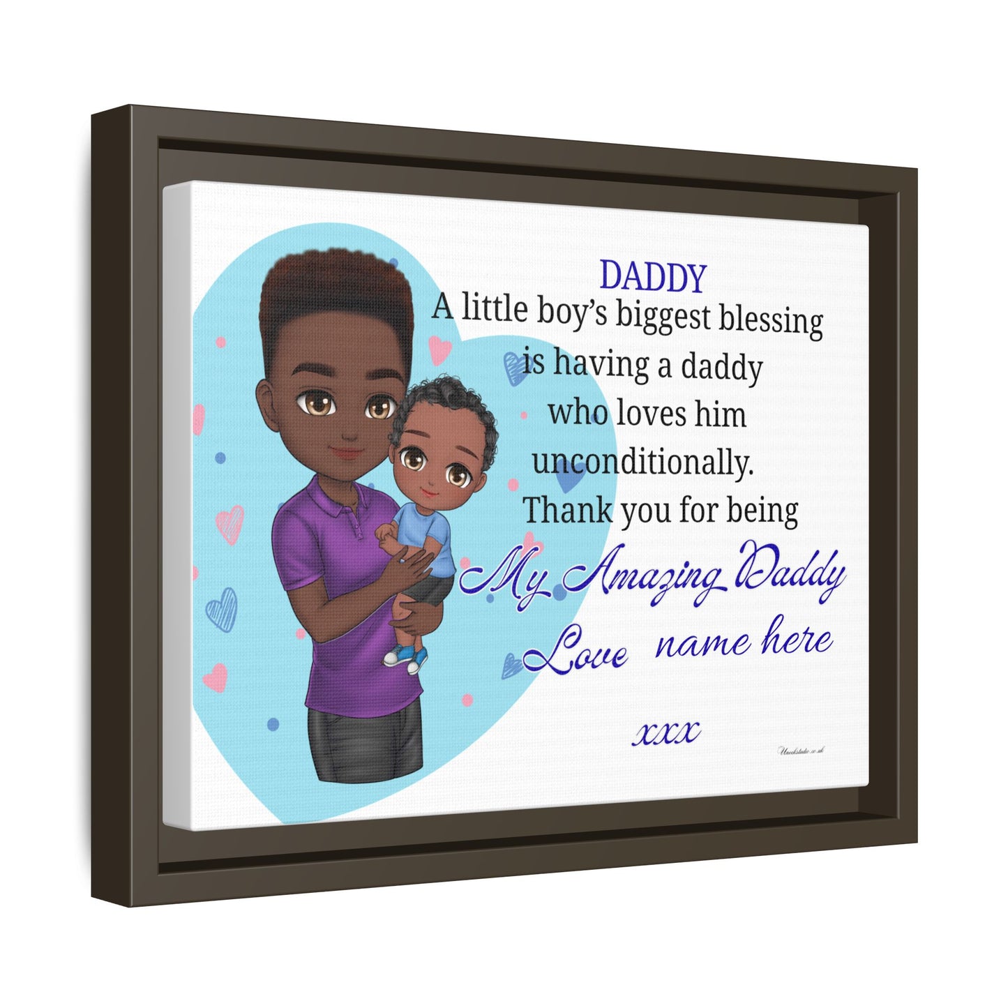 Framed Canvas Print — "Daddy: A little boy’s biggest blessing" Personalized Father’s Day Gift