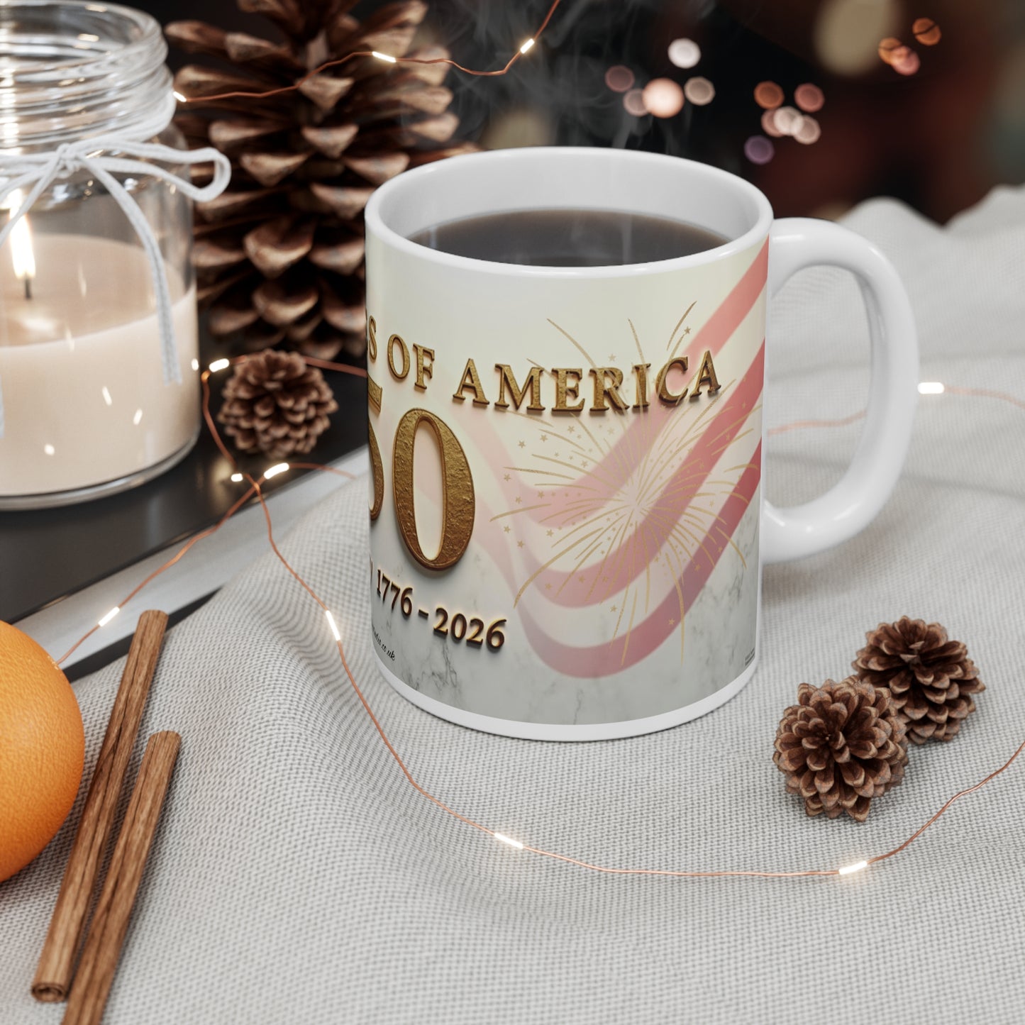 250th Anniversary United States Flag Mug — Commemorative 1776–2026 Coffee Cup