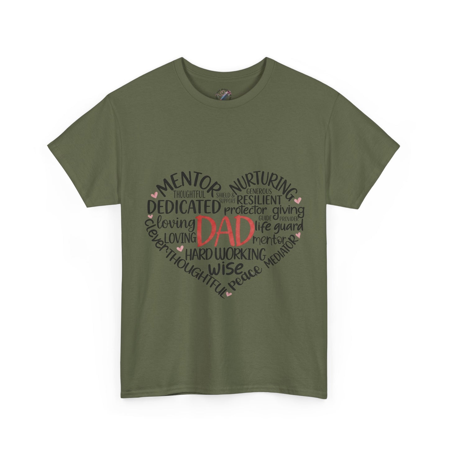 Dad Word Cloud Heart T-Shirt — Father’s Day Gift, Loving & Dedicated Dad Tee