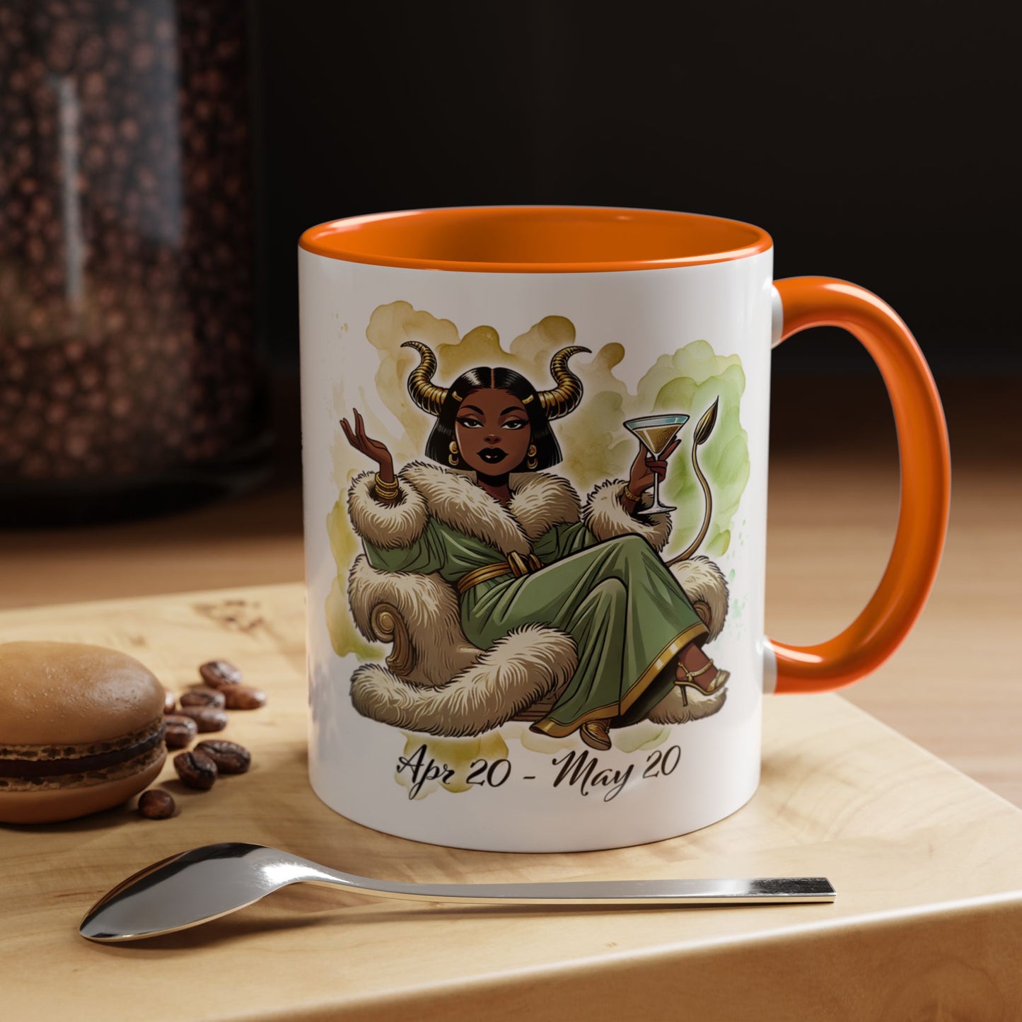 Taurus Coffee Mug — Zodiac Horoscope Mug with 'Apr 20 - May 20' Illustration