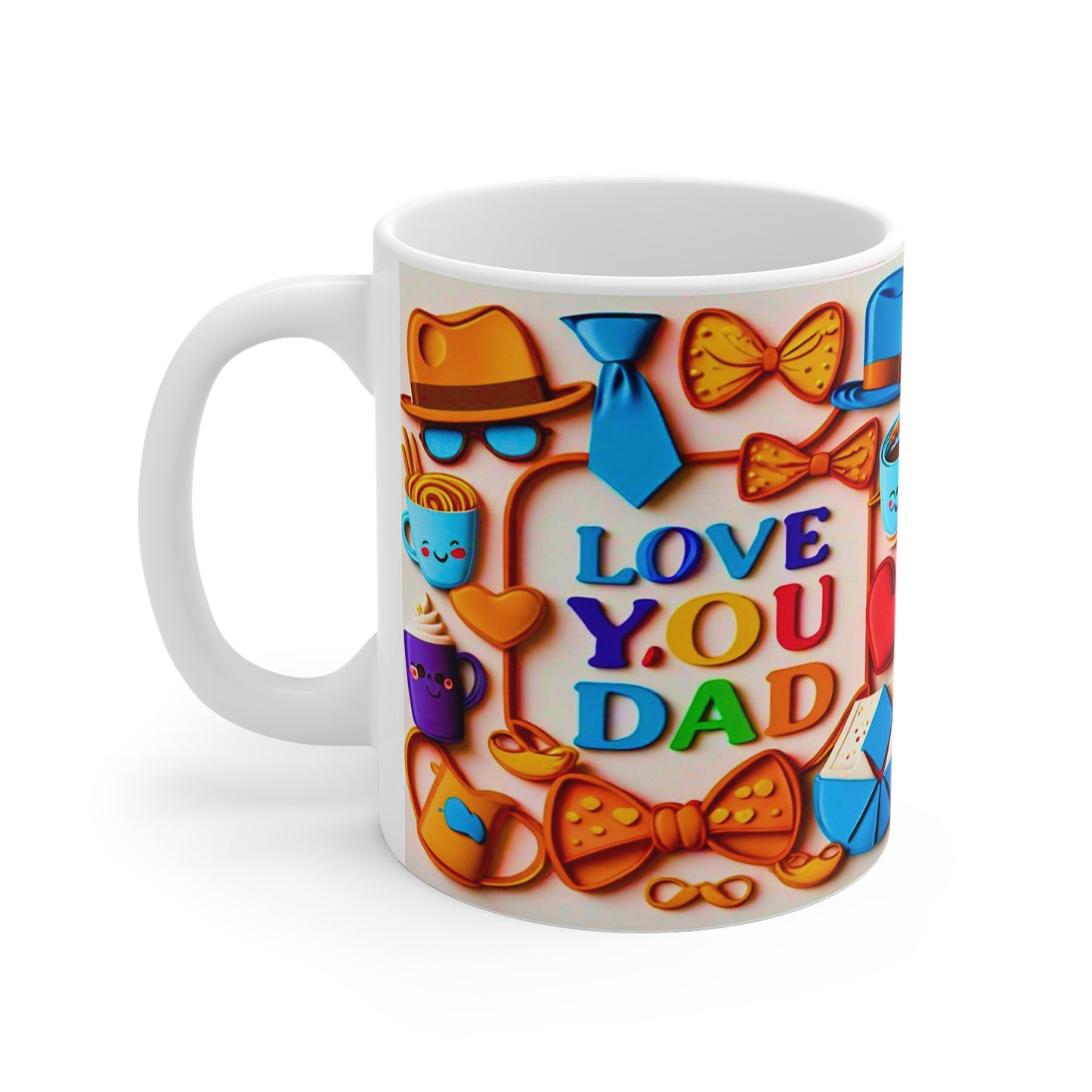 Father's Day Coffee Mug — Colorful "Love You Dad" Ceramic Mug
