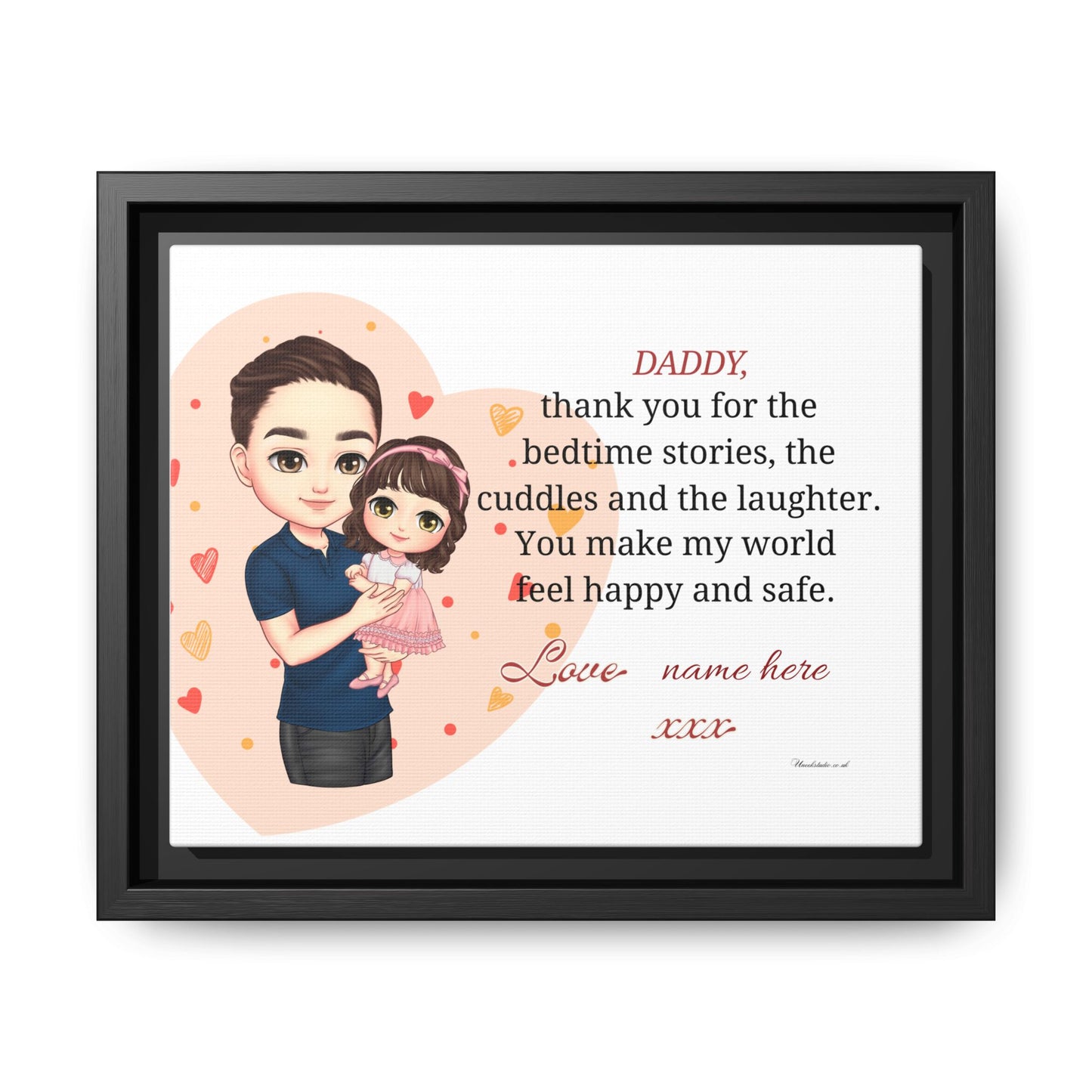 Framed Matte Canvas — "Daddy, thank you for the bedtime stories" Personalized Father’s Day Gift