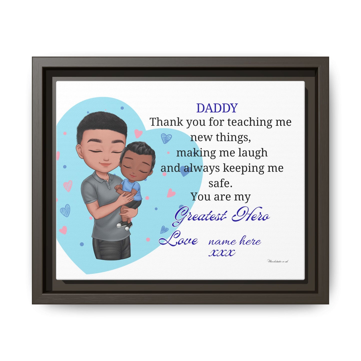 Personalized "Daddy — You Are My Greatest Hero" Framed Canvas Print