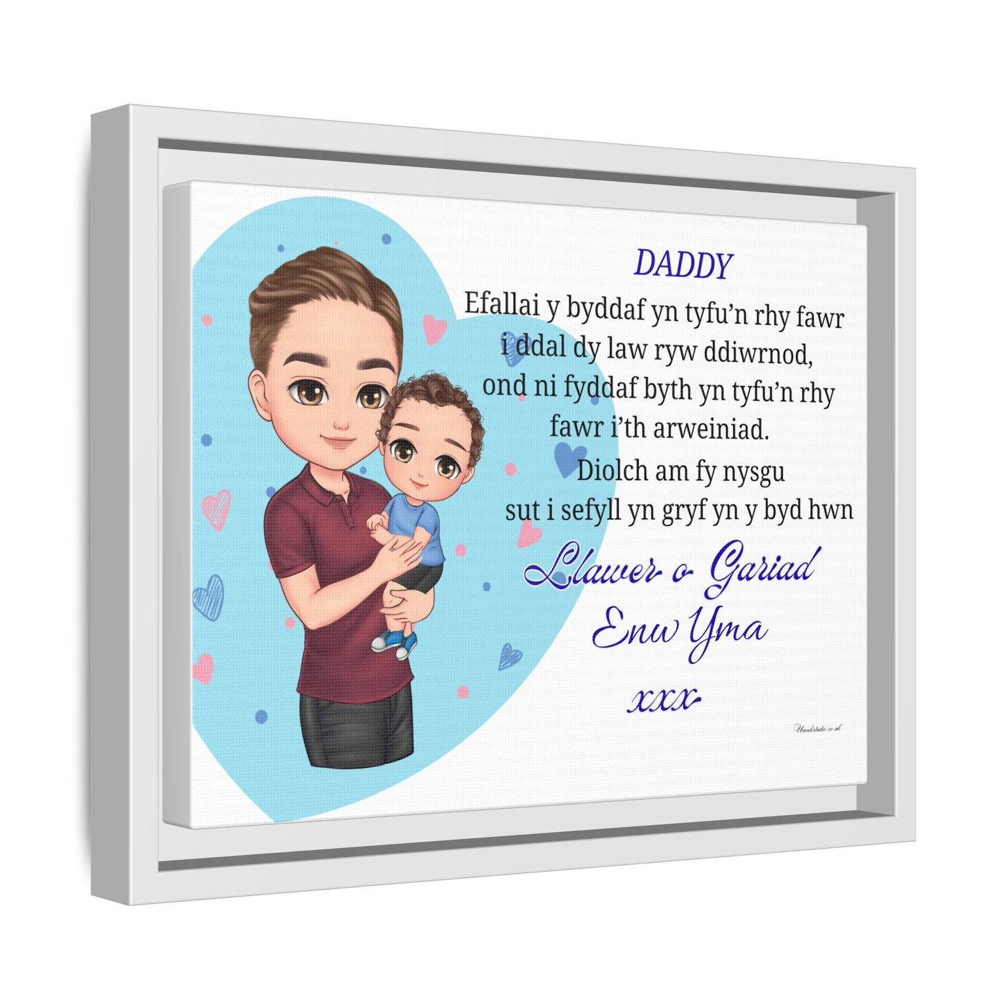 Personalised Welsh Father’s Day Canvas | Daddy Gift From Child | Custom Welsh Wall Art for Dad