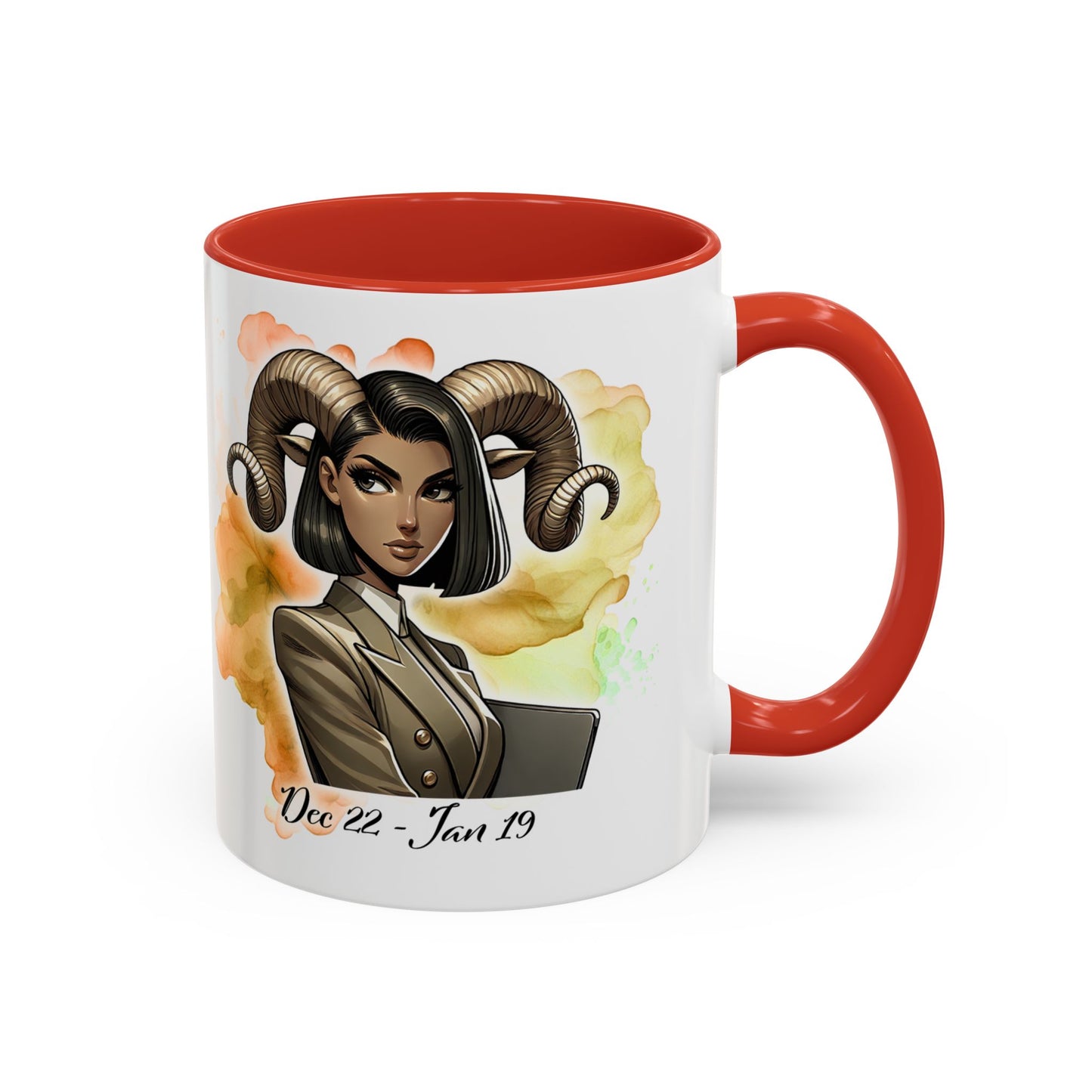 Aries Zodiac Coffee Mug — 'Dec 22 - Jan 19' Ram Girl Accent Mug