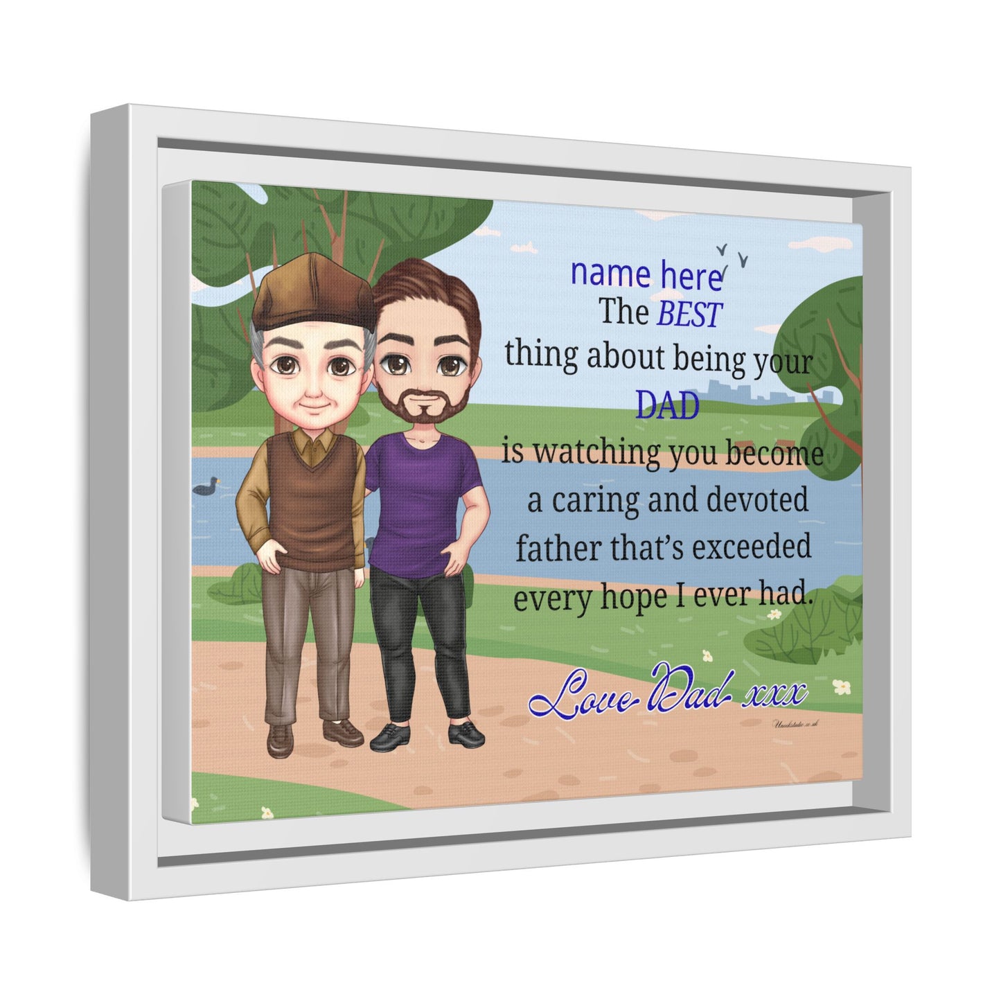 Personalized Father & Son Portrait Matte Canvas — "The Best Thing About Being Your Dad" Framed Print