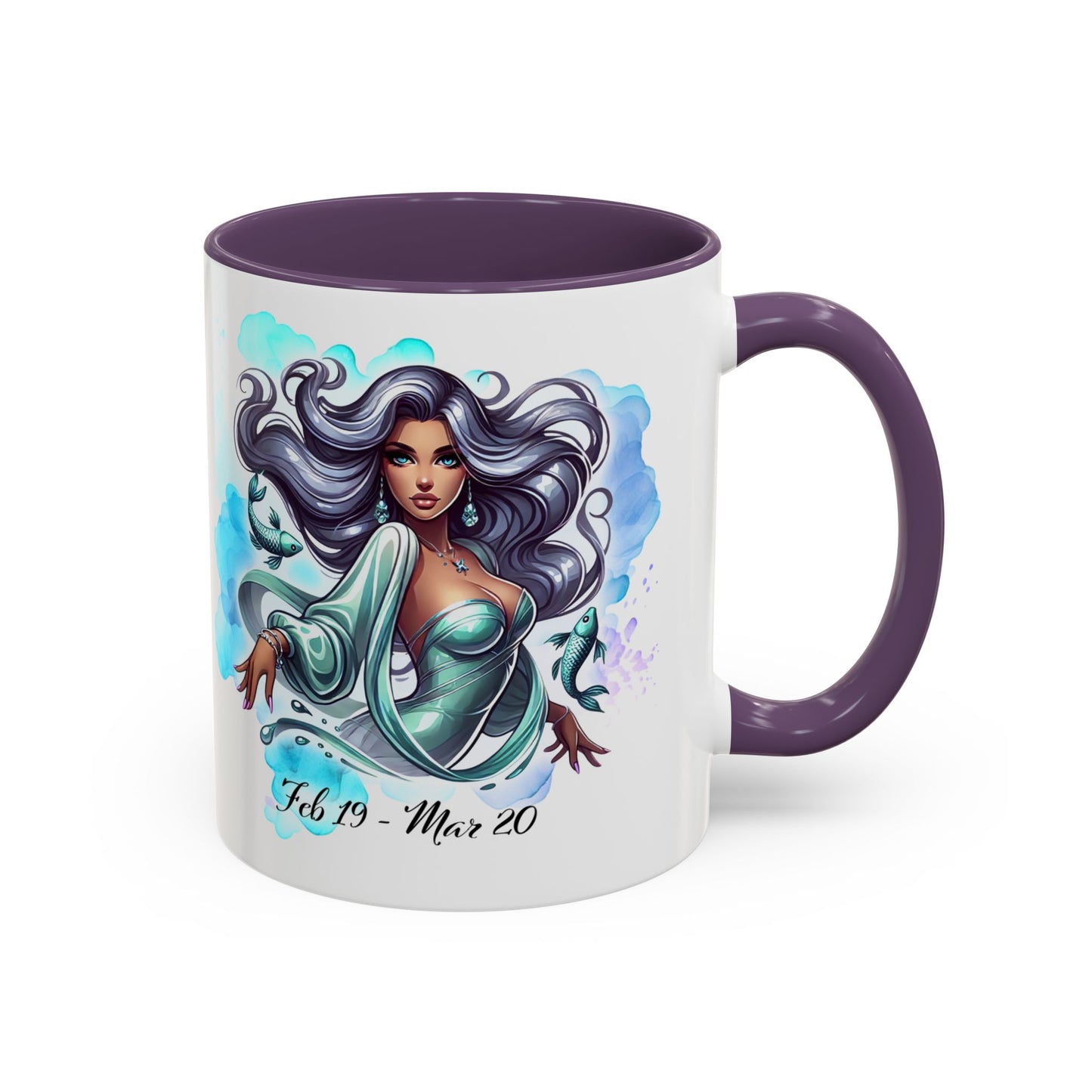 Pisces Zodiac Coffee Mug — Watercolor Mermaid Horoscope Accent Mug (Feb 19–Mar 20)