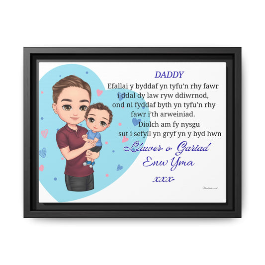Personalised Welsh Father’s Day Canvas | Daddy Gift From Child | Custom Welsh Wall Art for Dad